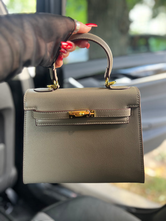 Mira Taupe – Natural Leather Top Handle Bag