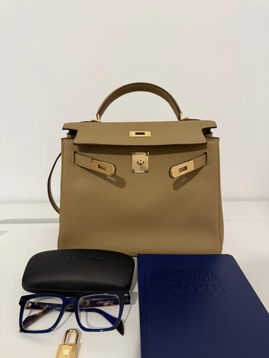 VERONIKA – Elegant Genuine Leather Handbag – Taupe