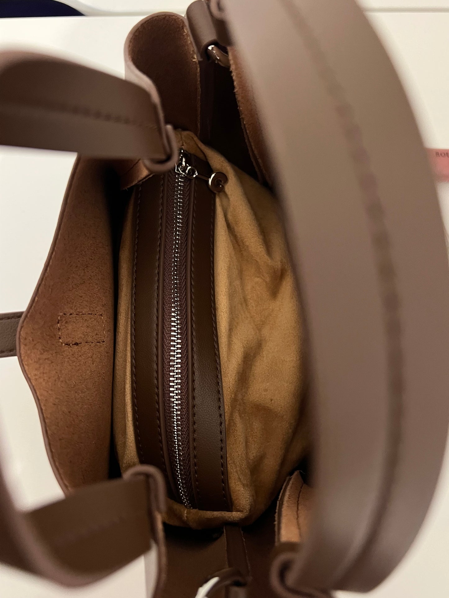 NIKOLÉ “LEA” — Chocolate Brown Leather Bag with Cosmetic Pouch