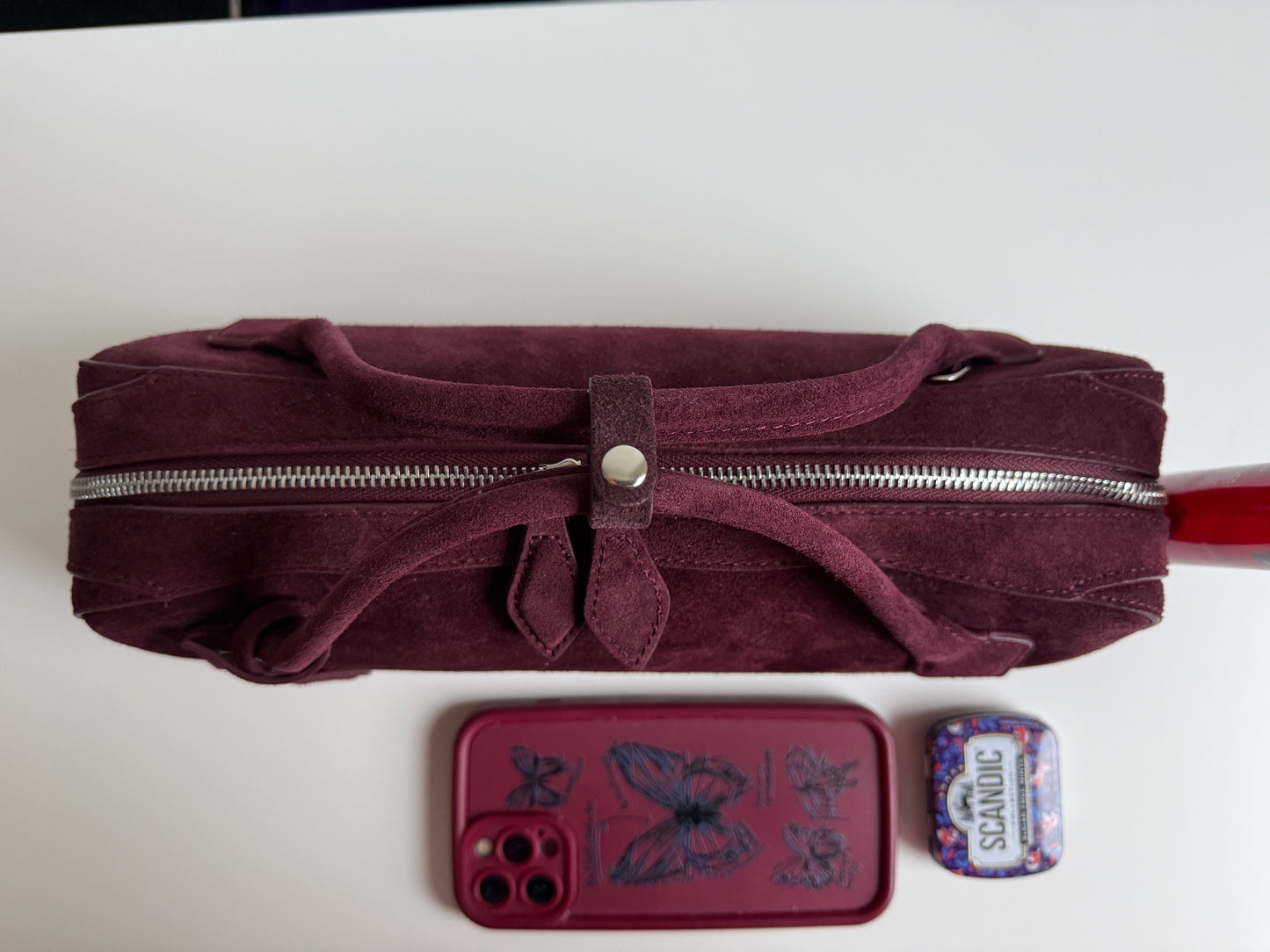 Lena – Wine Berry Suede Bag (Natural Suede Leather)