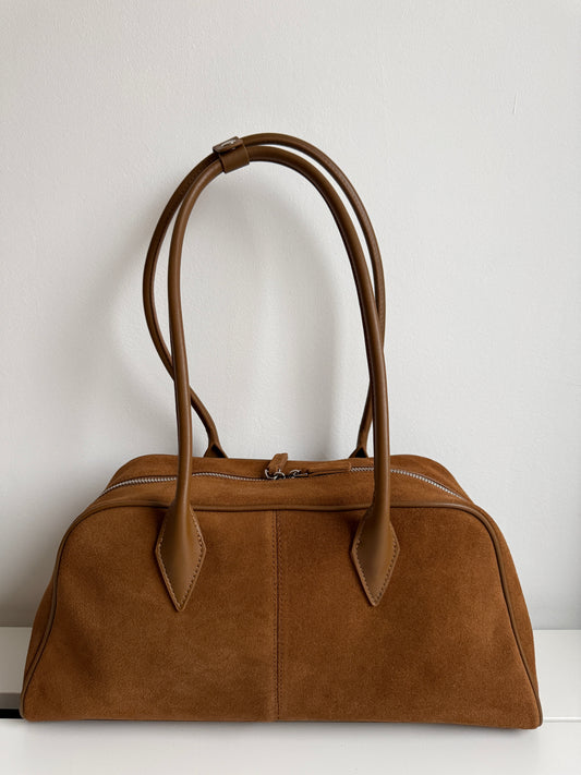 Nina - Caramel Suede Leather Bag – 100% Natural Leather