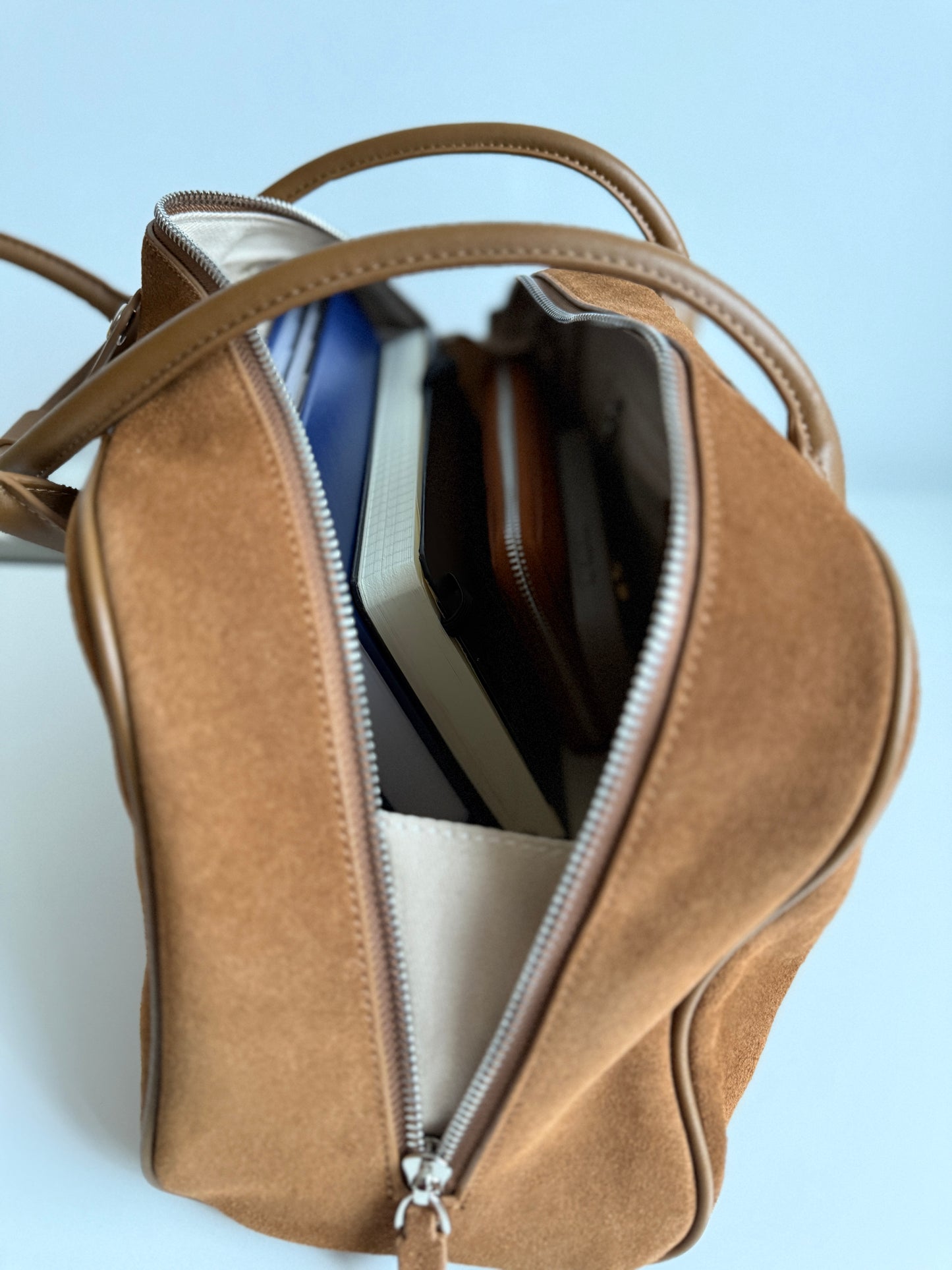 Nina - Caramel Suede Leather Bag – 100% Natural Leather