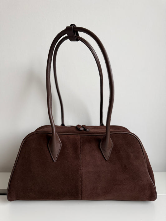 Nina - Chocolate Suede Leather Bag – 100% Natural Leather
