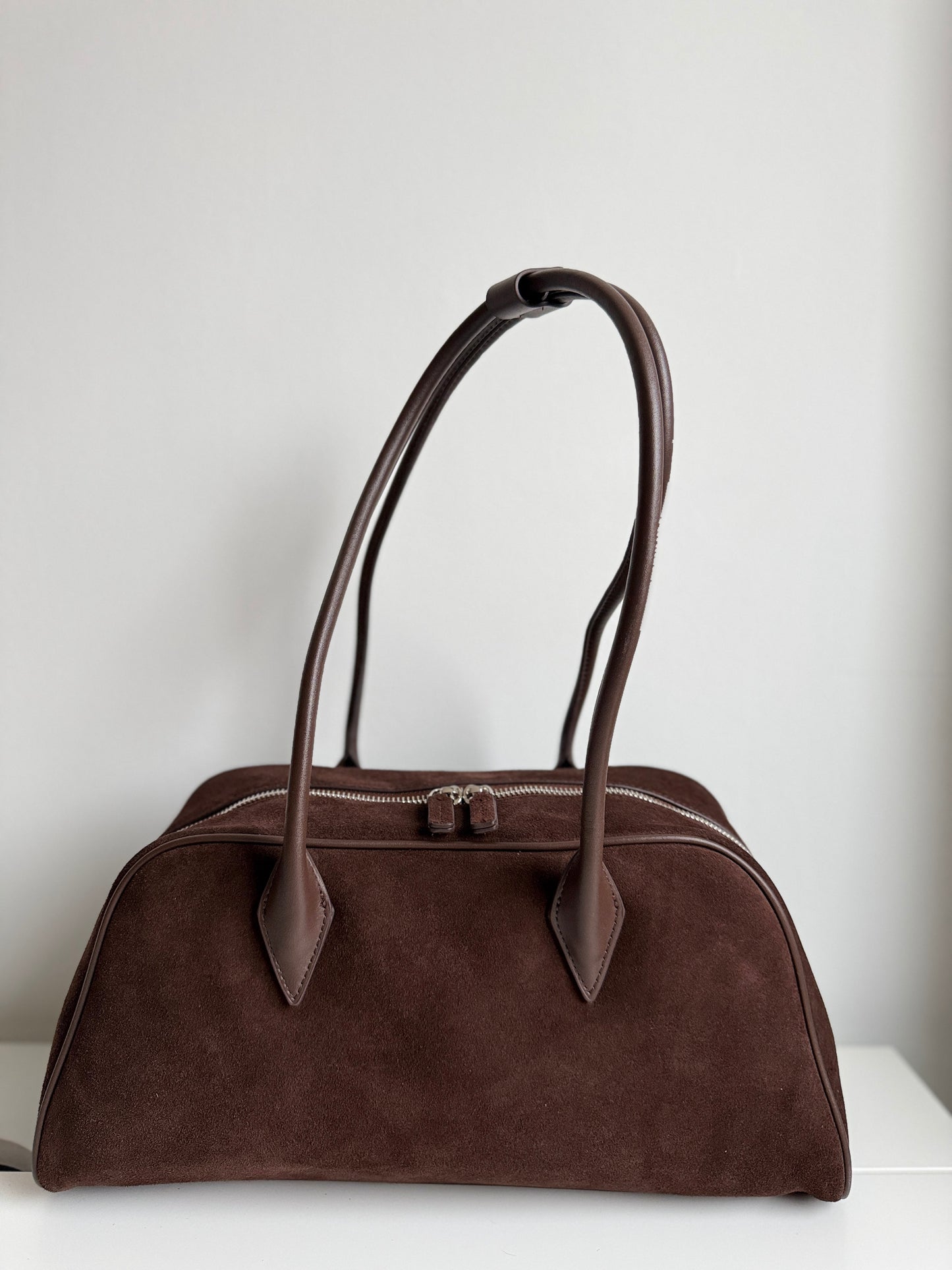 Nina - Chocolate Suede Leather Bag – 100% Natural Leather
