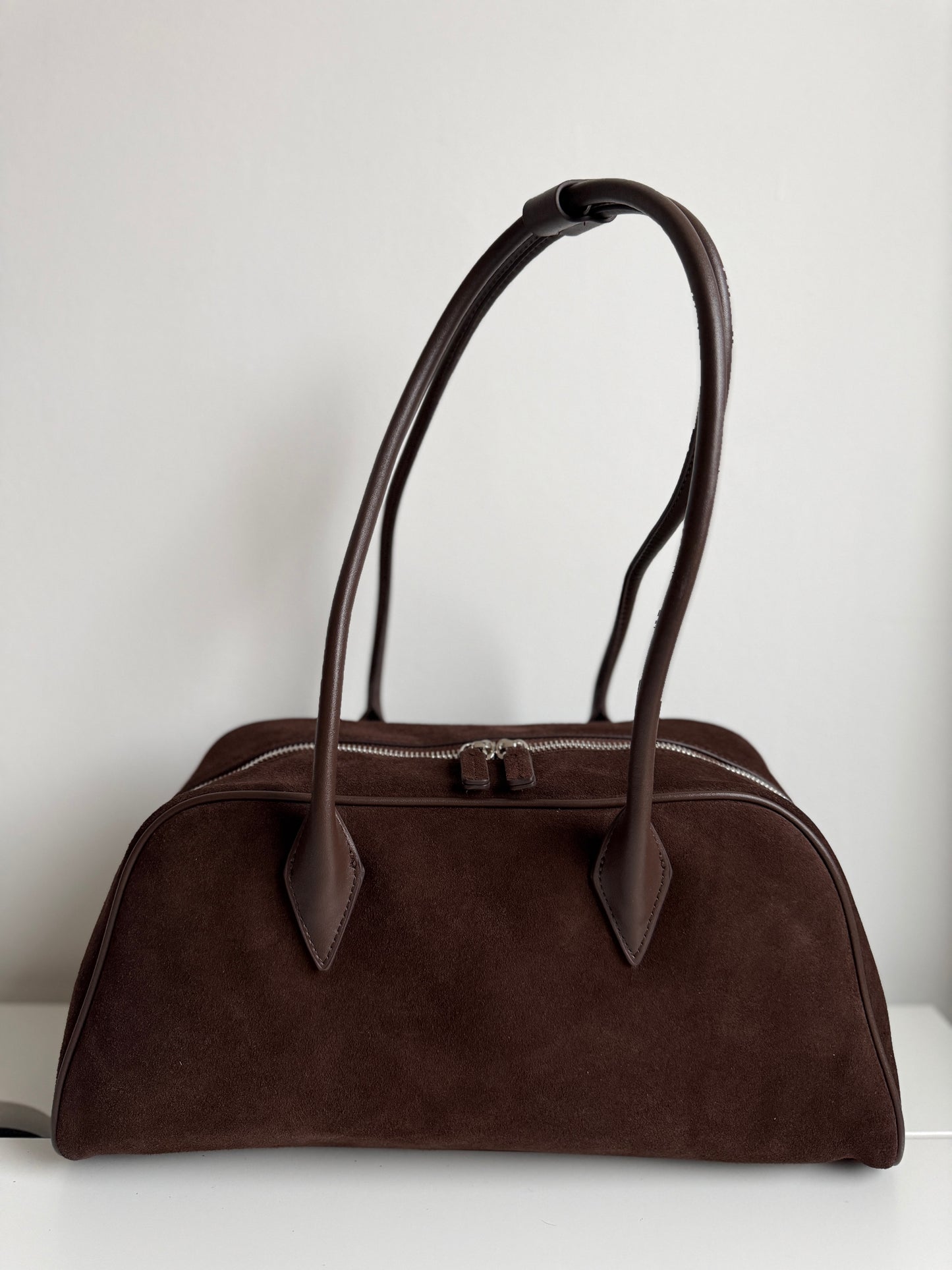 Nina - Chocolate Suede Leather Bag – 100% Natural Leather