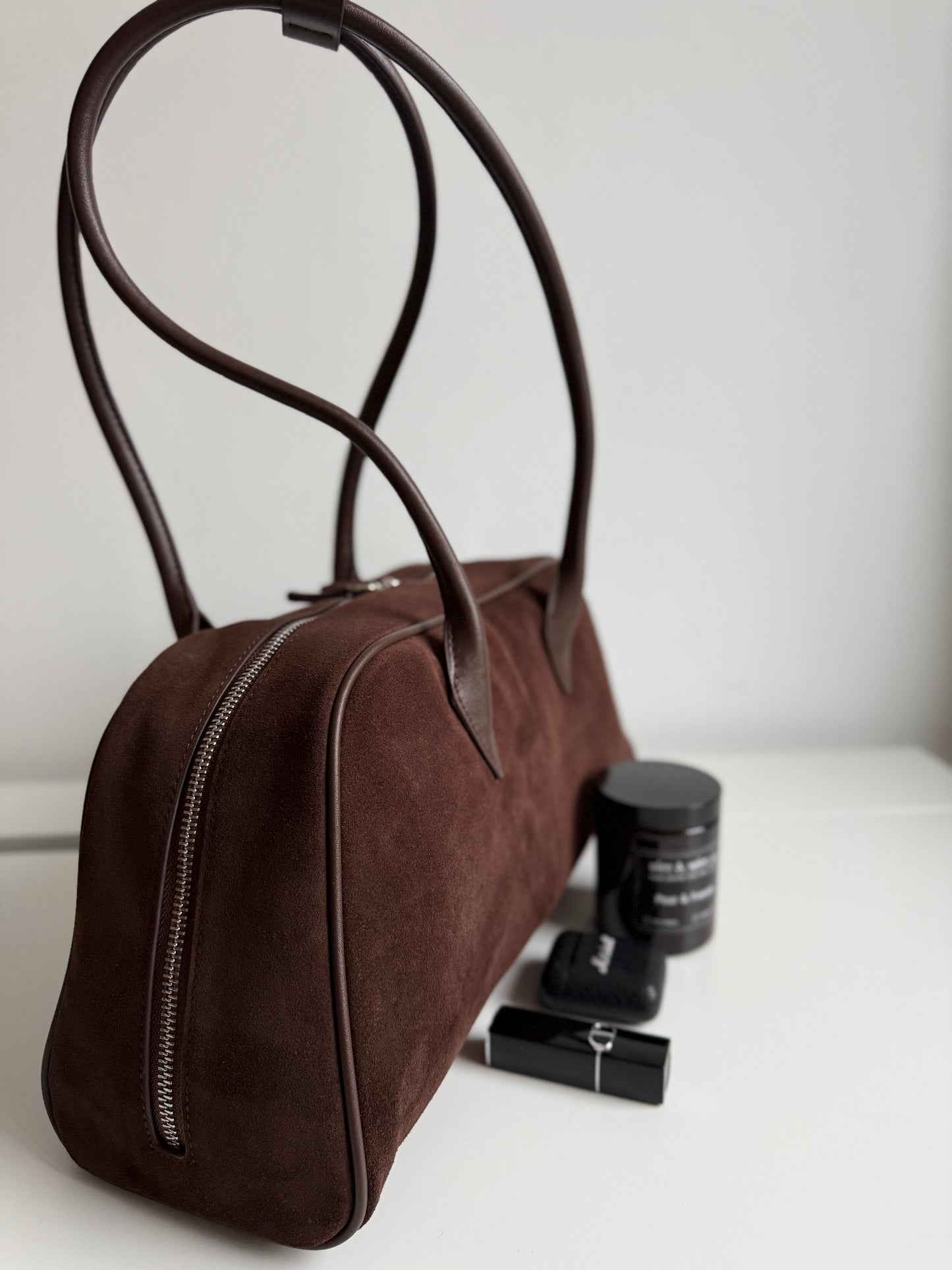 Nina - Chocolate Suede Leather Bag – 100% Natural Leather