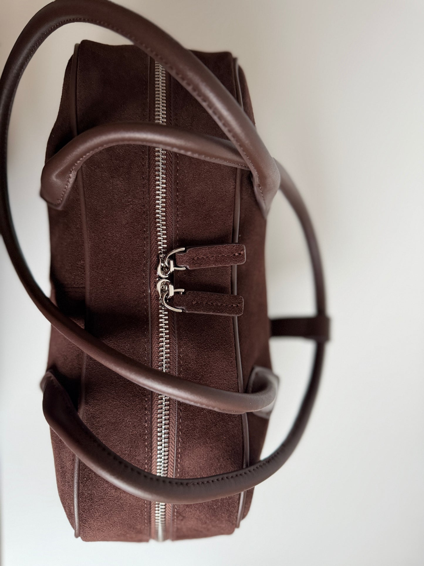 Nina - Chocolate Suede Leather Bag – 100% Natural Leather