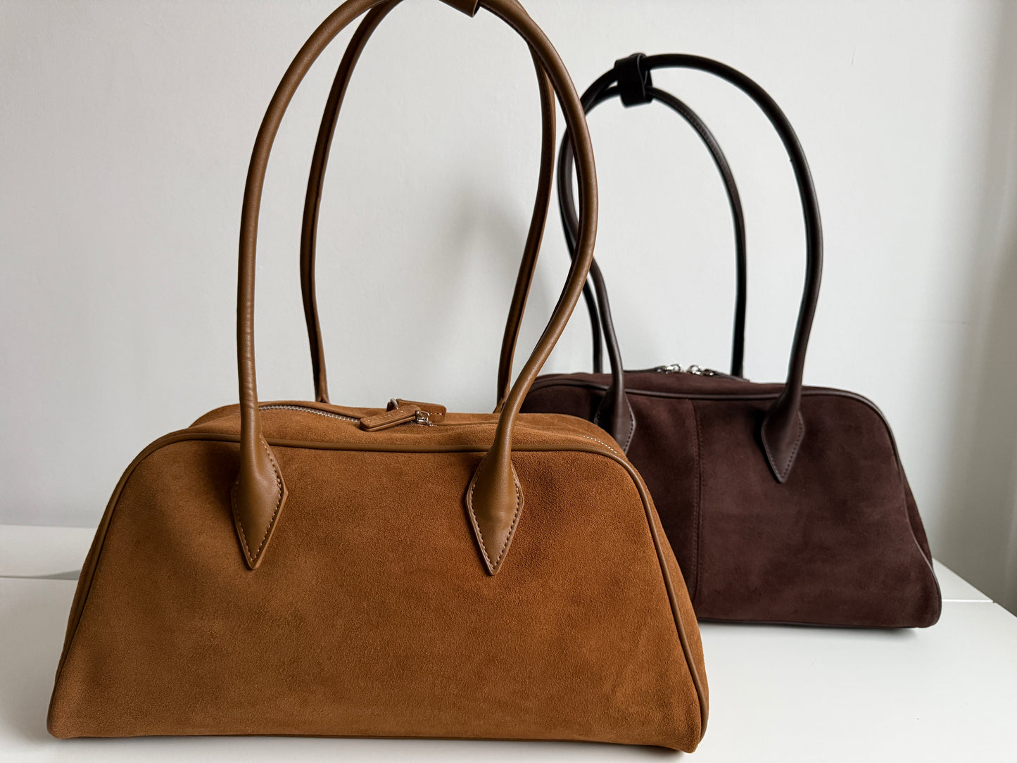 Nina - Chocolate Suede Leather Bag – 100% Natural Leather
