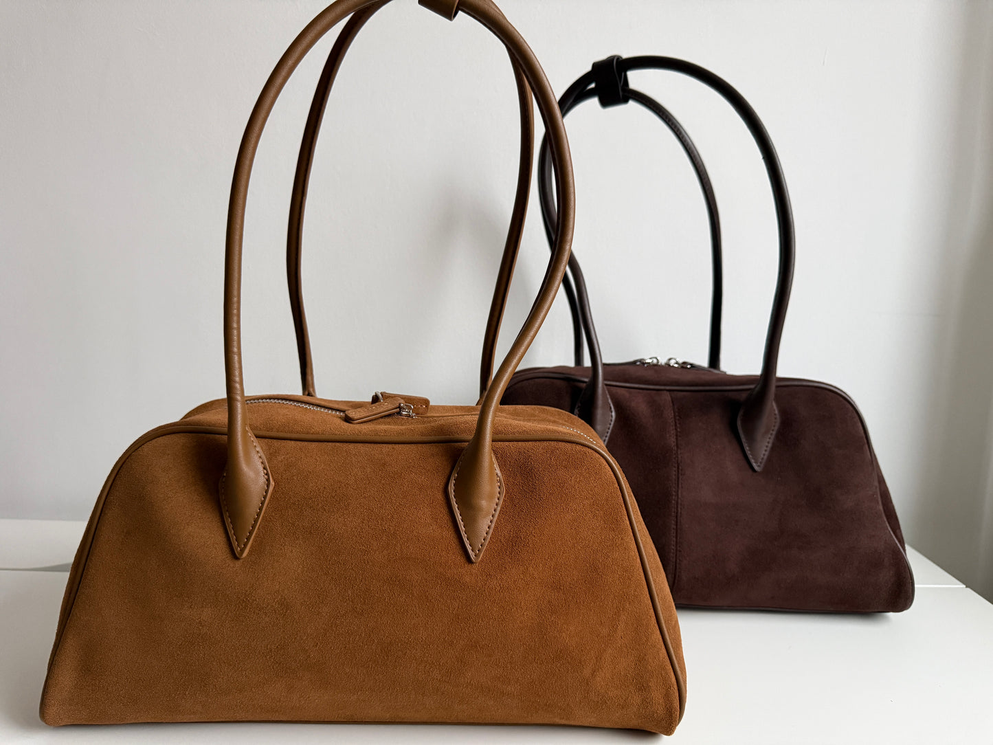 Nina - Chocolate Suede Leather Bag – 100% Natural Leather