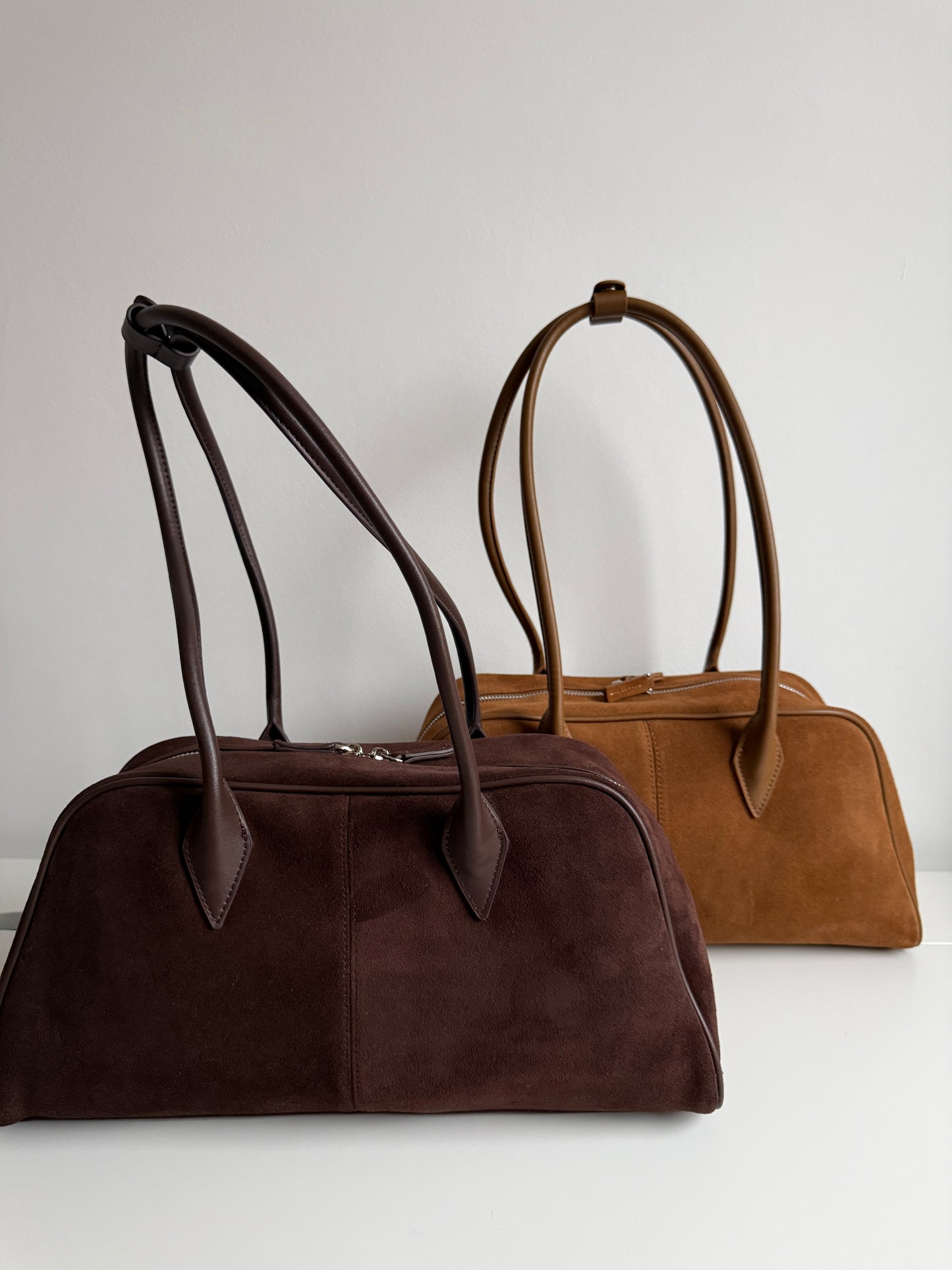 Nina - Chocolate Suede Leather Bag – 100% Natural Leather