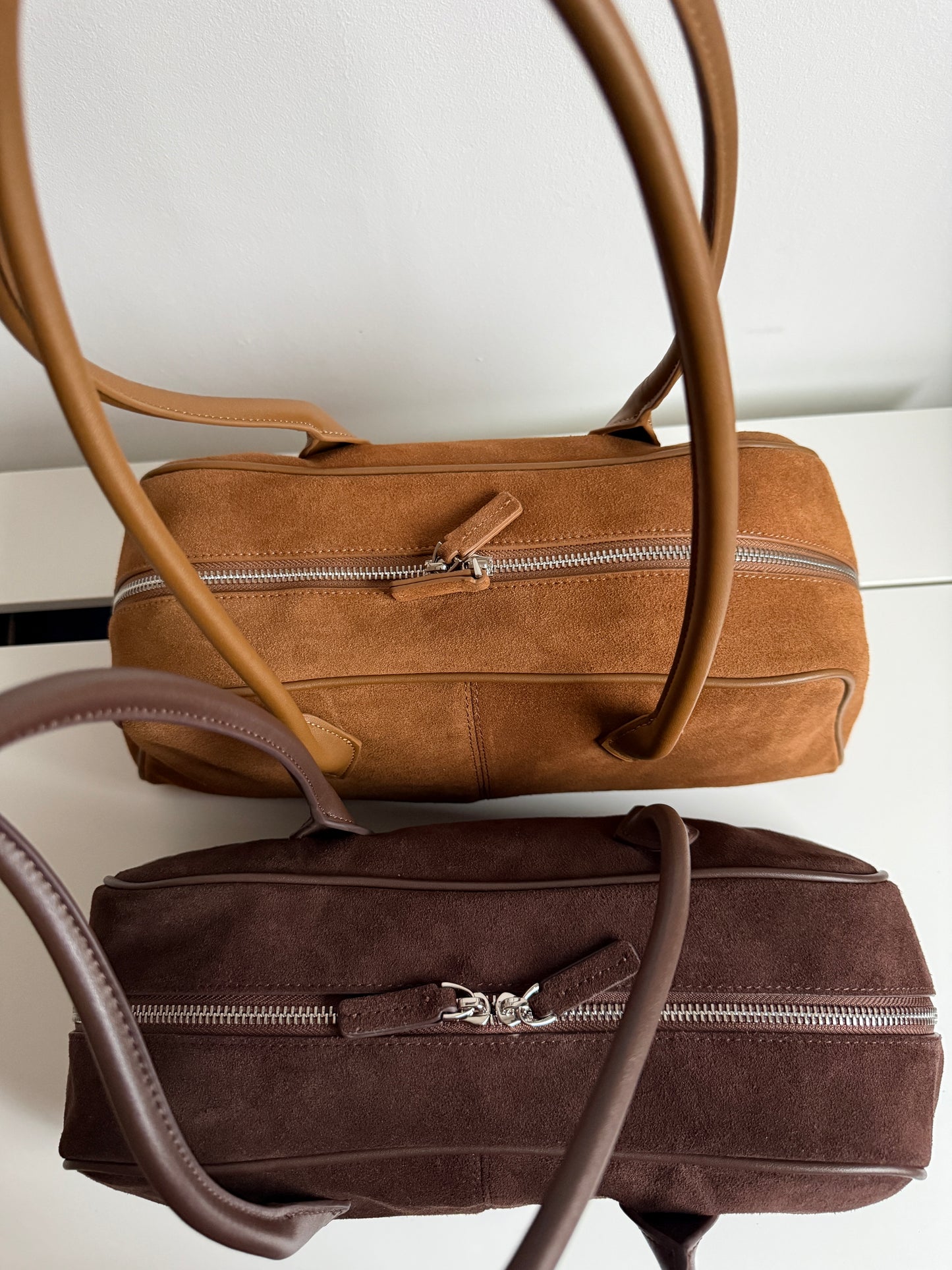 Nina - Chocolate Suede Leather Bag – 100% Natural Leather