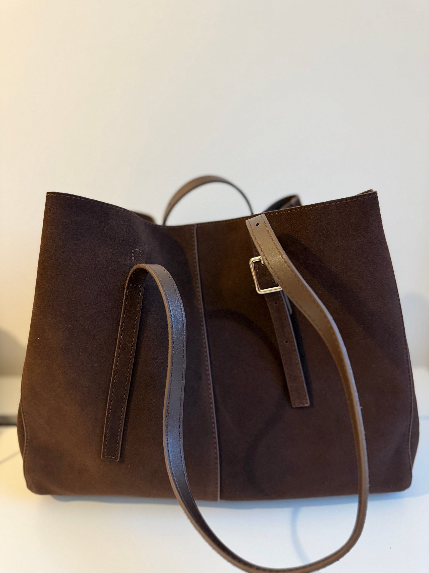 LOLA — DARK CHOCOLATE -Suede Leather Bag
