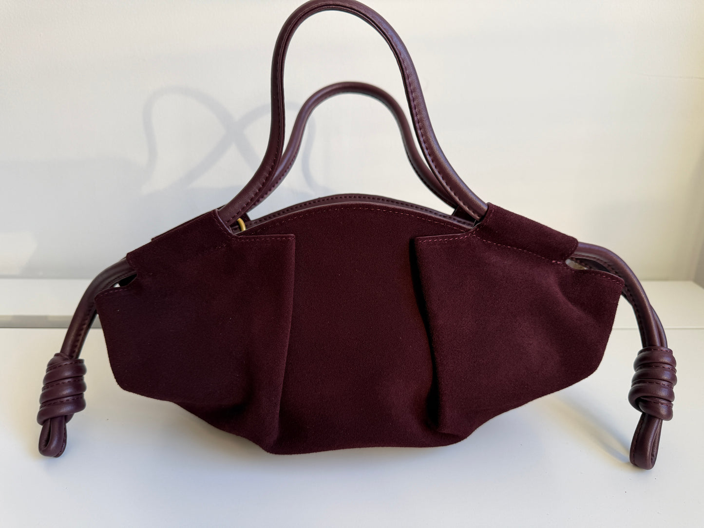 Michelle Suede Crossbody Bag – Burgundy | Natural Suede & Leather