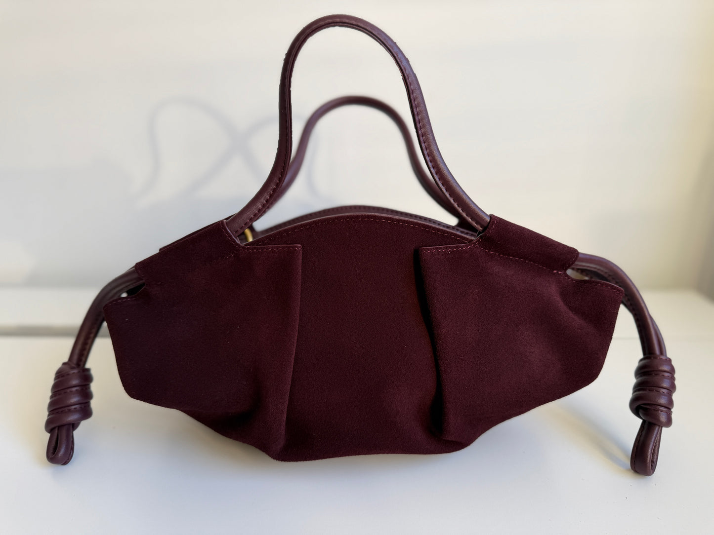 Michelle Suede Crossbody Bag – Burgundy | Natural Suede & Leather