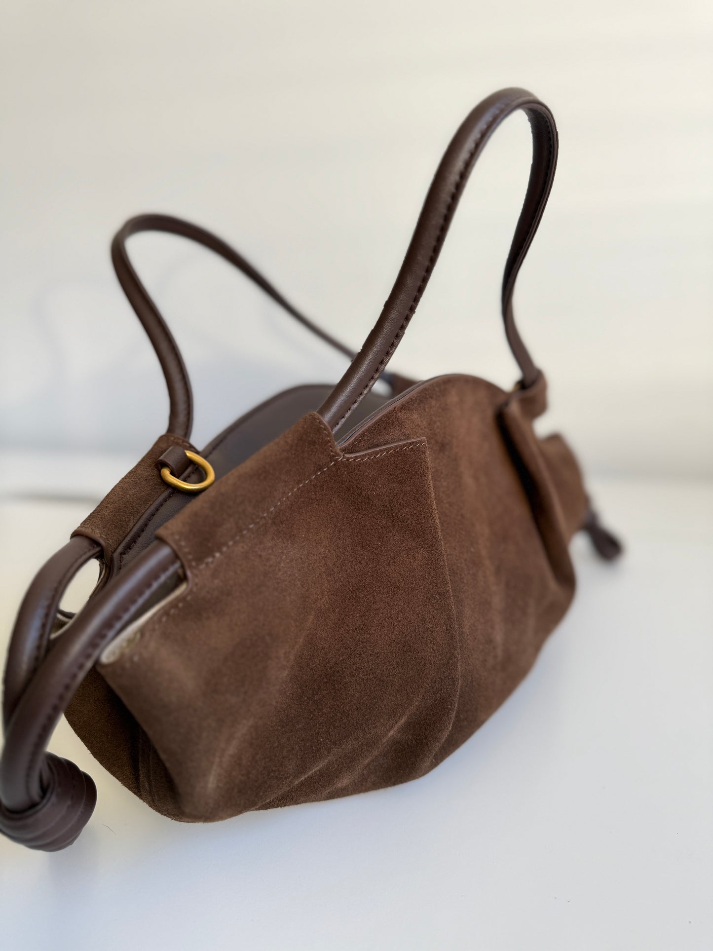 Michelle Suede Crossbody Bag – Taupe Brown | Natural Suede & Leather