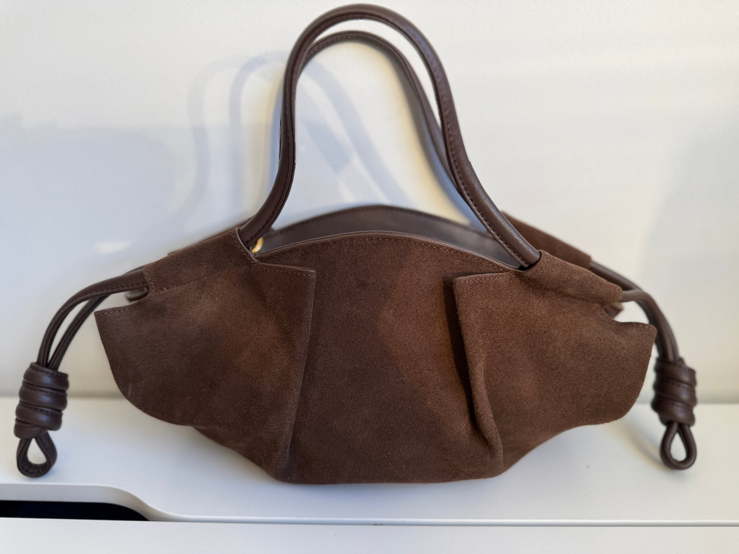 Michelle Suede Crossbody Bag – Taupe Brown | Natural Suede & Leather