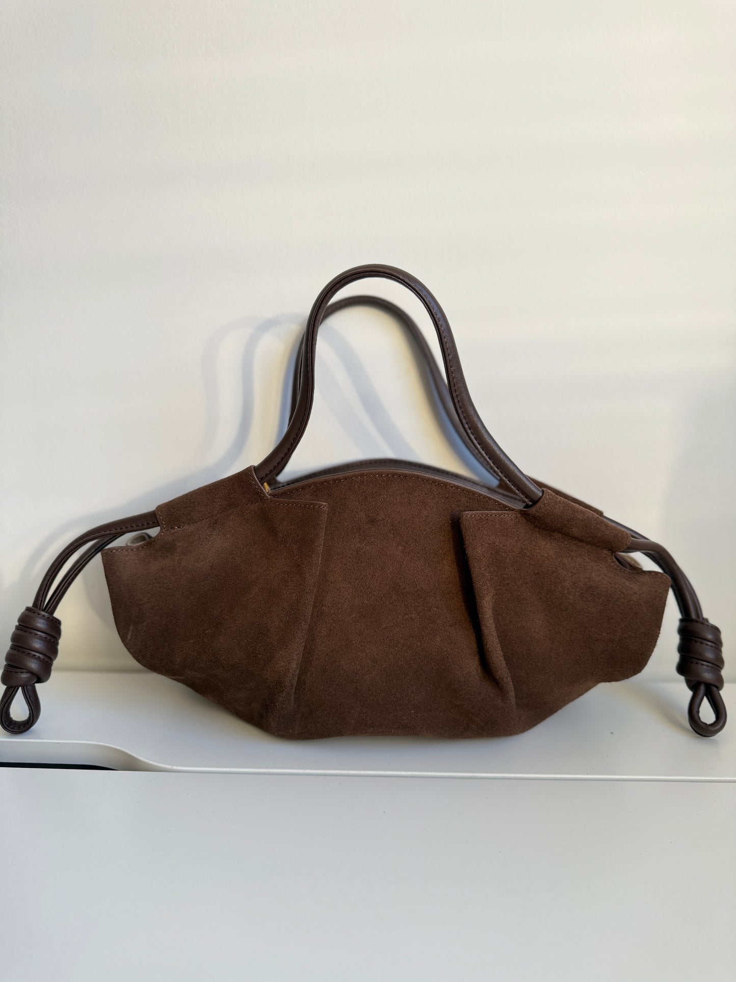 Michelle Suede Crossbody Bag – Taupe Brown | Natural Suede & Leather