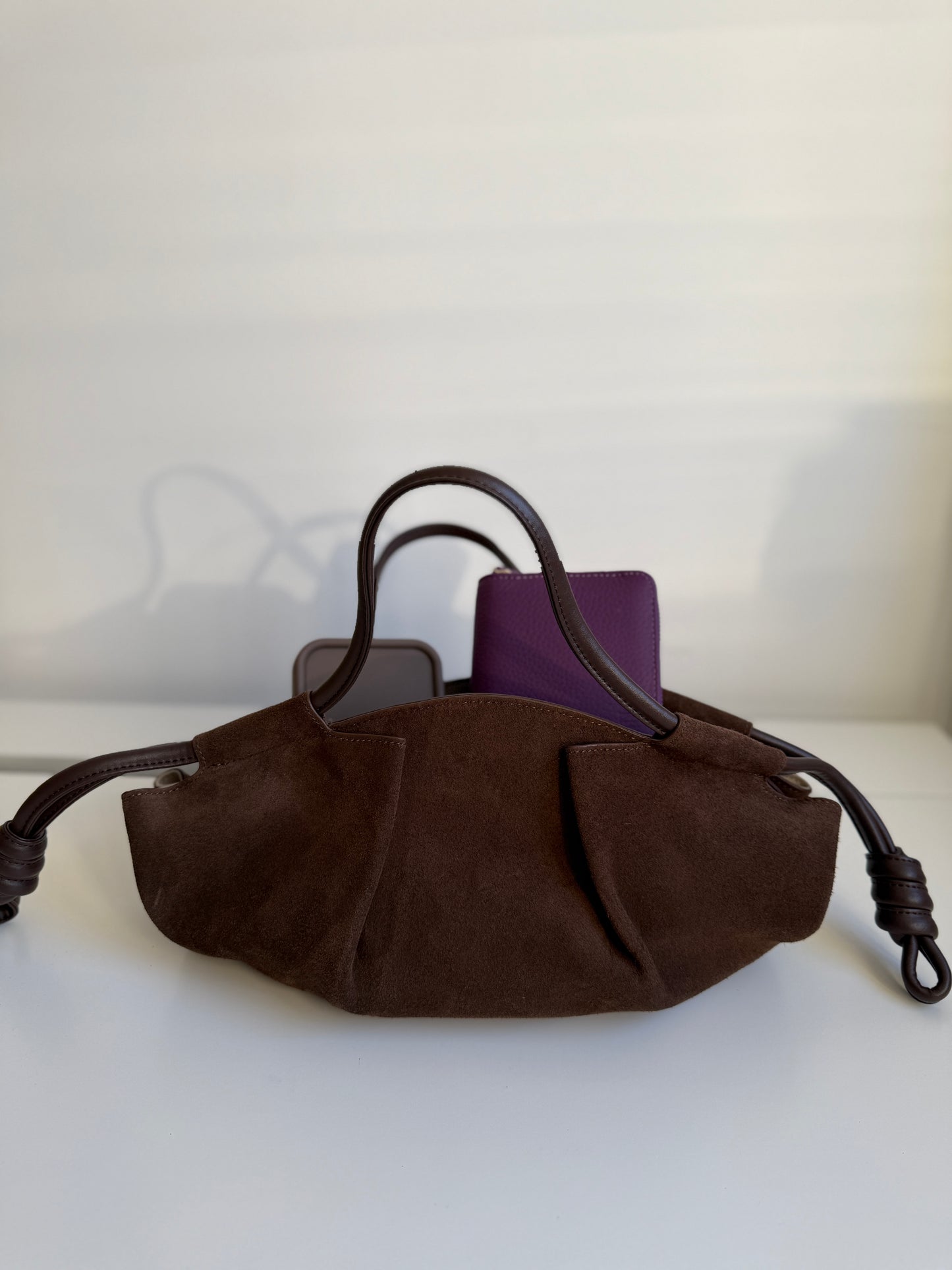 Michelle Suede Crossbody Bag – Chocolate Brown | Natural Suede & Leather