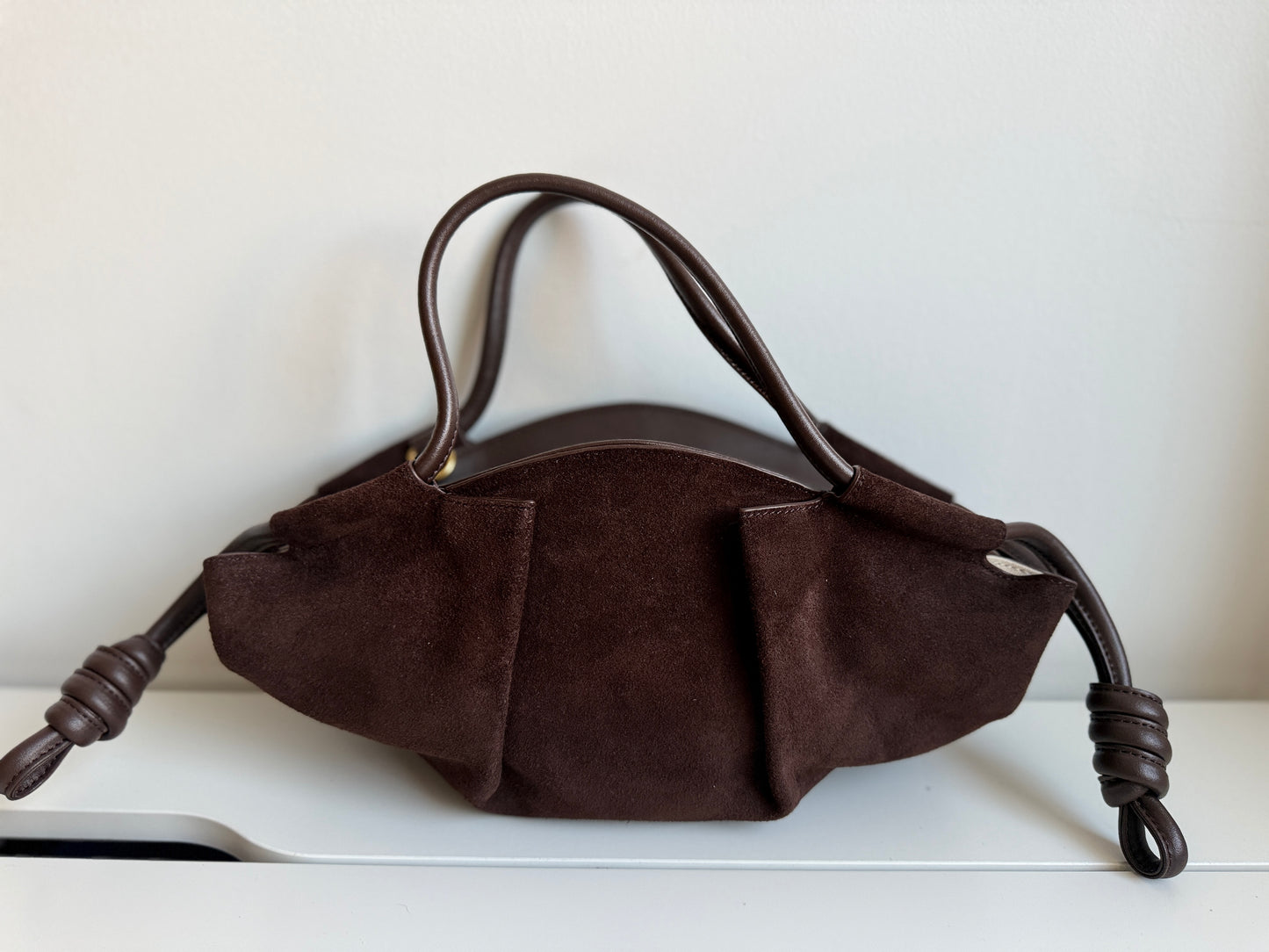 Michelle Suede Crossbody Bag – Chocolate Brown | Natural Suede & Leather