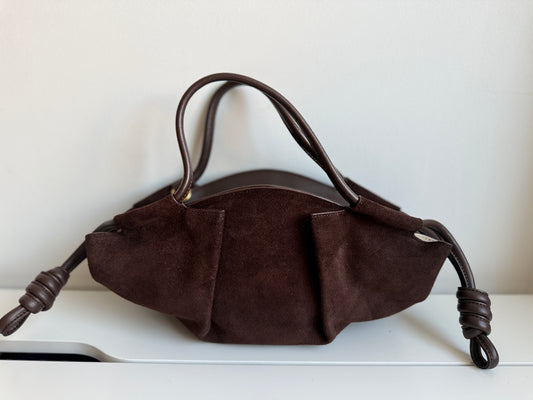 Michelle Suede Crossbody Bag – Chocolate Brown | Natural Suede & Leather