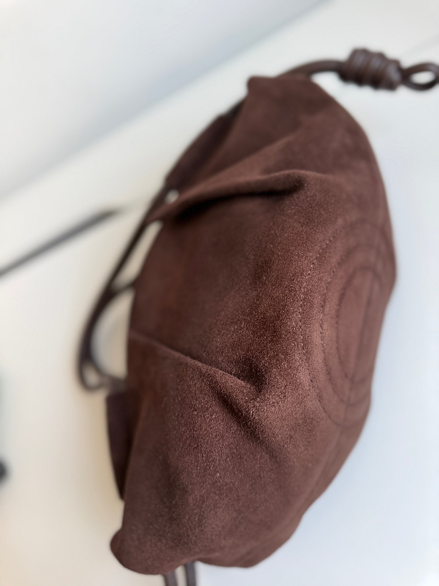 Michelle Suede Crossbody Bag – Chocolate Brown | Natural Suede & Leather