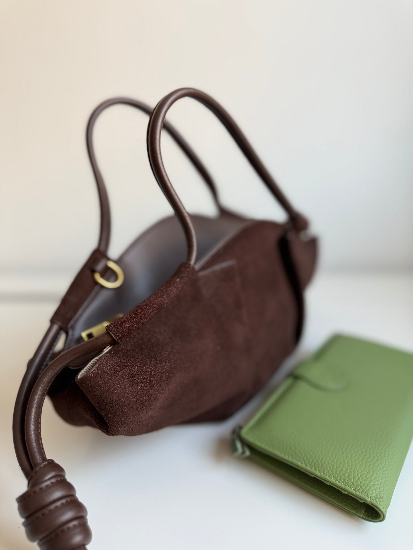 Michelle Suede Crossbody Bag – Chocolate Brown | Natural Suede & Leather
