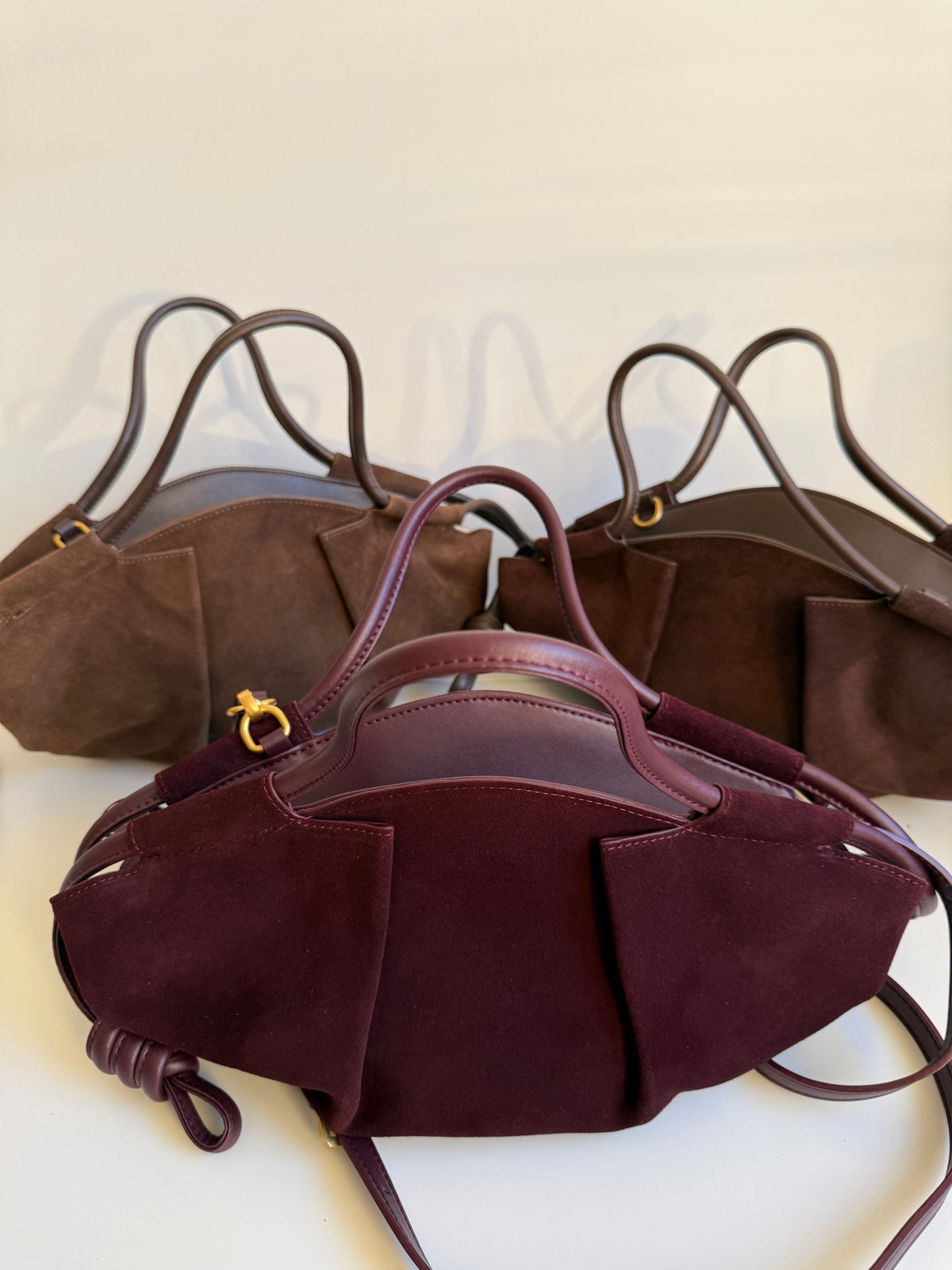 Michelle Suede Crossbody Bag – Burgundy | Natural Suede & Leather