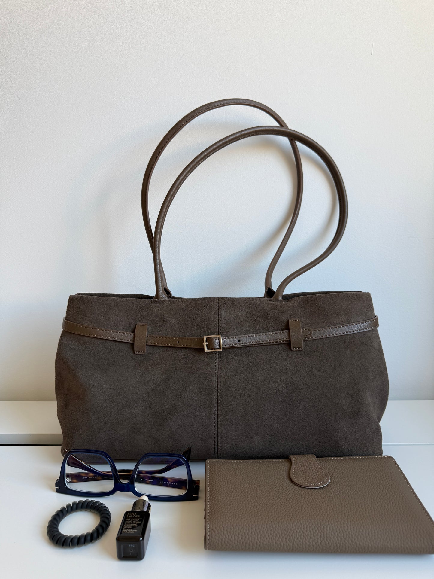 NIKOLÉ MARA – Taupe Suede Shoulder Bag | Soft & Neutral