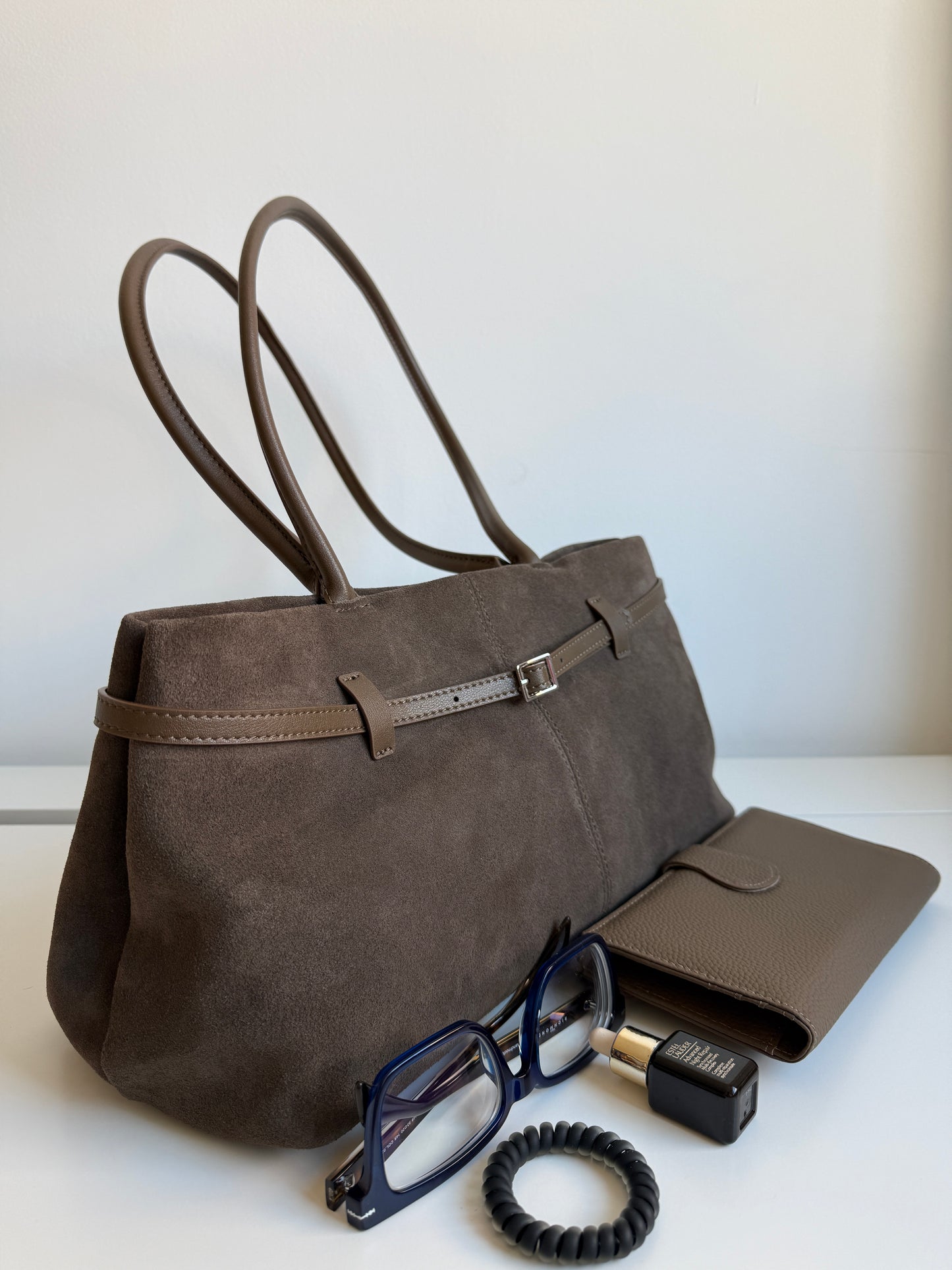 NIKOLÉ MARA – Taupe Suede Shoulder Bag | Soft & Neutral