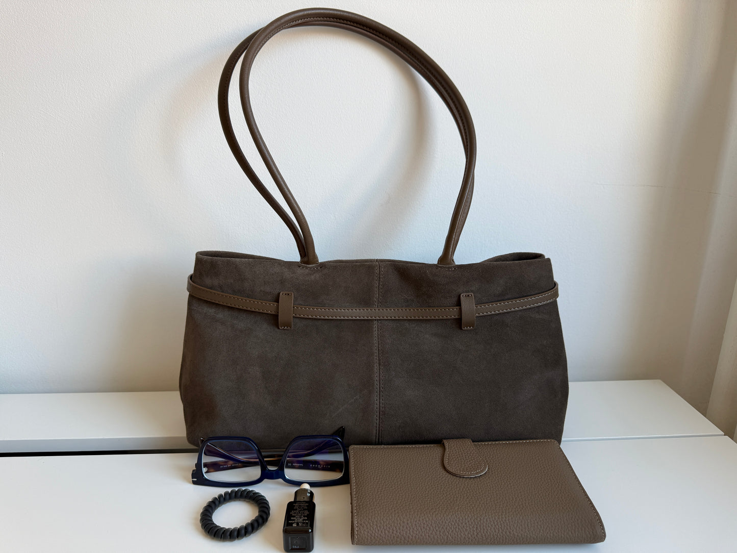 NIKOLÉ MARA – Taupe Suede Shoulder Bag | Soft & Neutral