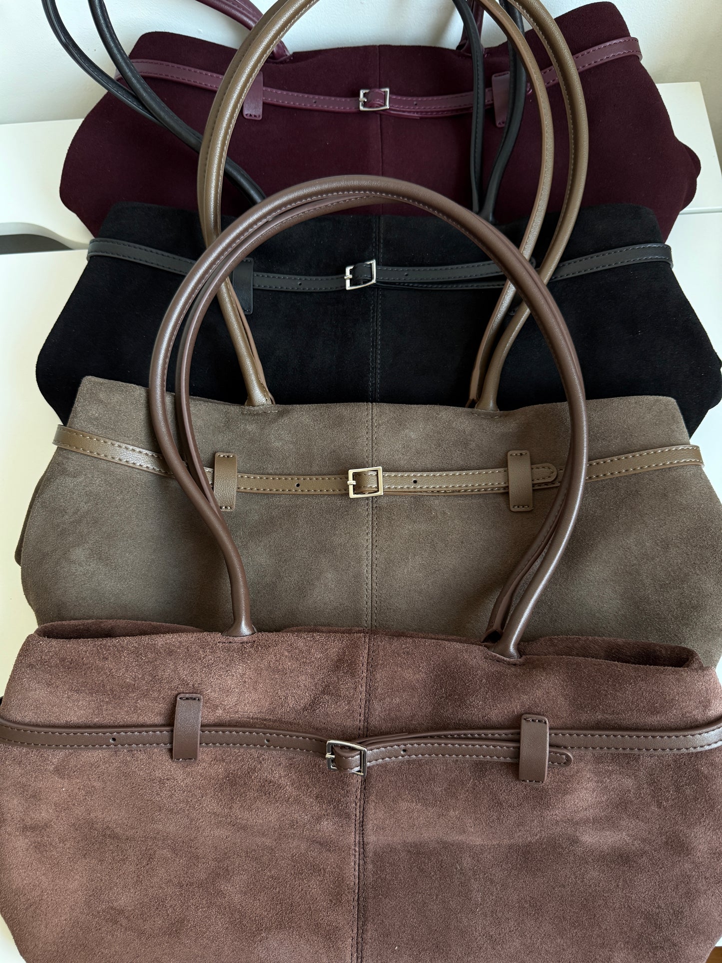 NIKOLÉ MARA – Taupe Suede Shoulder Bag | Soft & Neutral