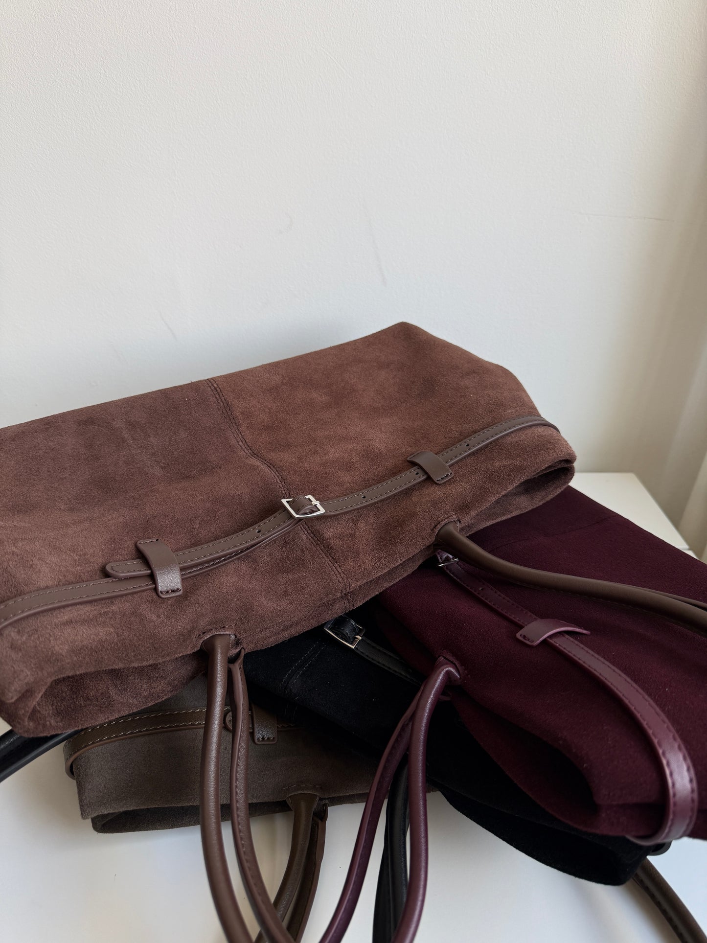 NIKOLÉ MARA – Taupe Suede Shoulder Bag | Soft & Neutral