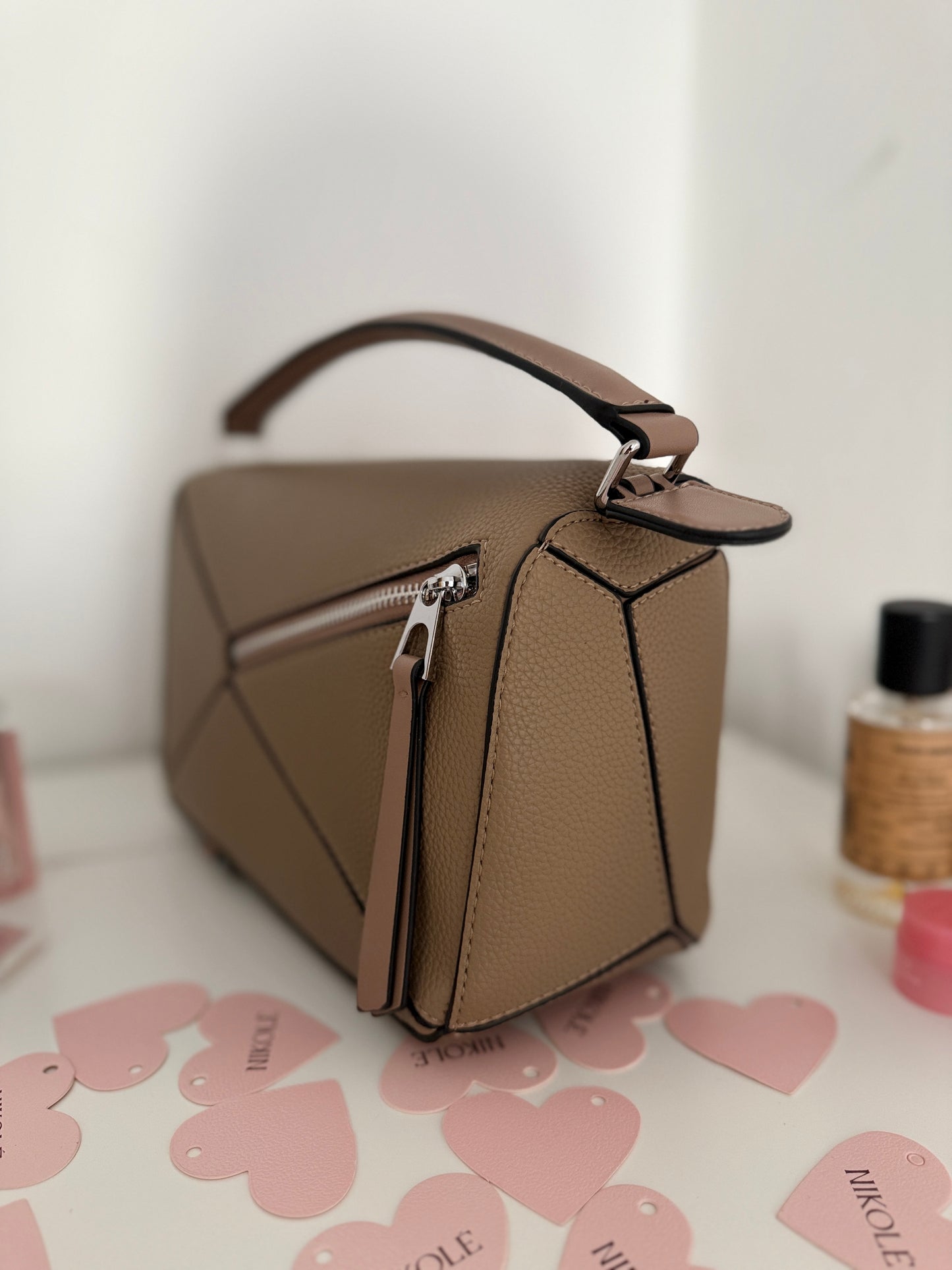 NIKOLÉ “PUZZLE” — Caramel Beige Eco-Leather Bag