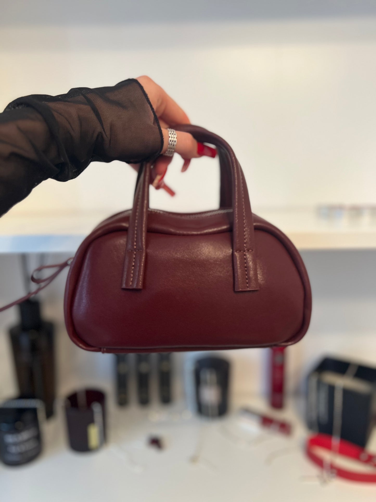 RUBY – Burgundy Genuine Leather Mini Bag