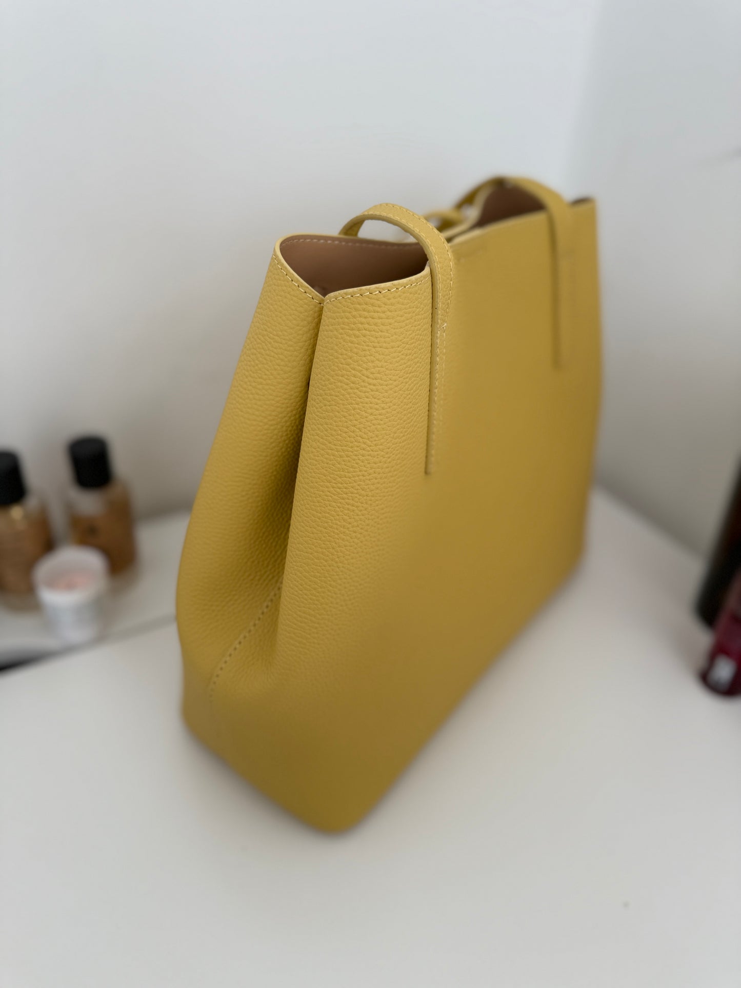 LUNA – Butter Yellow Leather Tote Bag