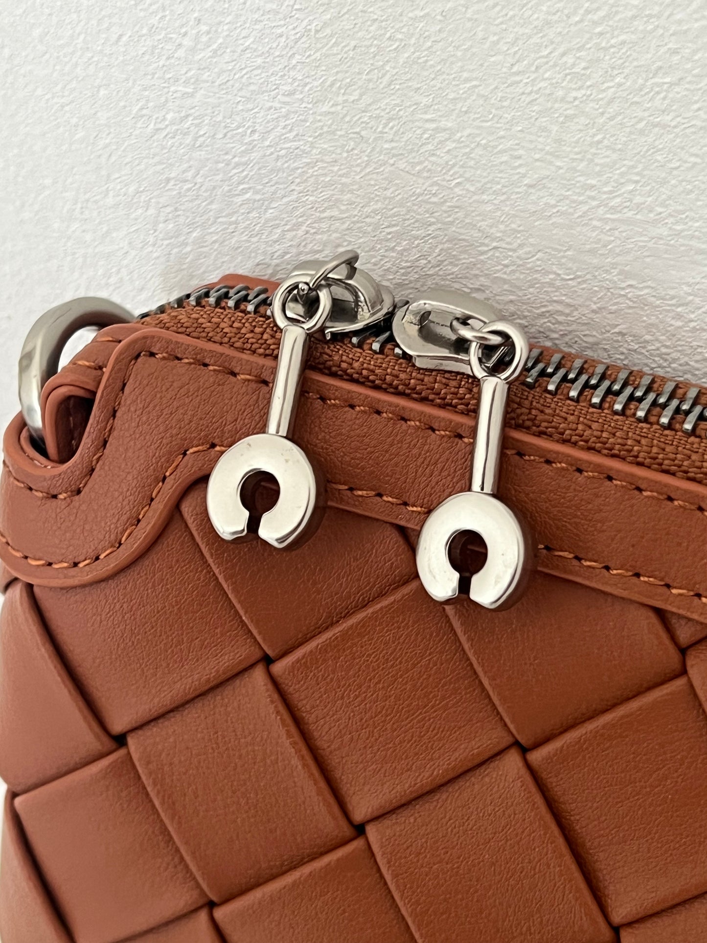 EVA Caramel Woven Leather Bag – Luxury Shoulder, Clutch & Crossbody