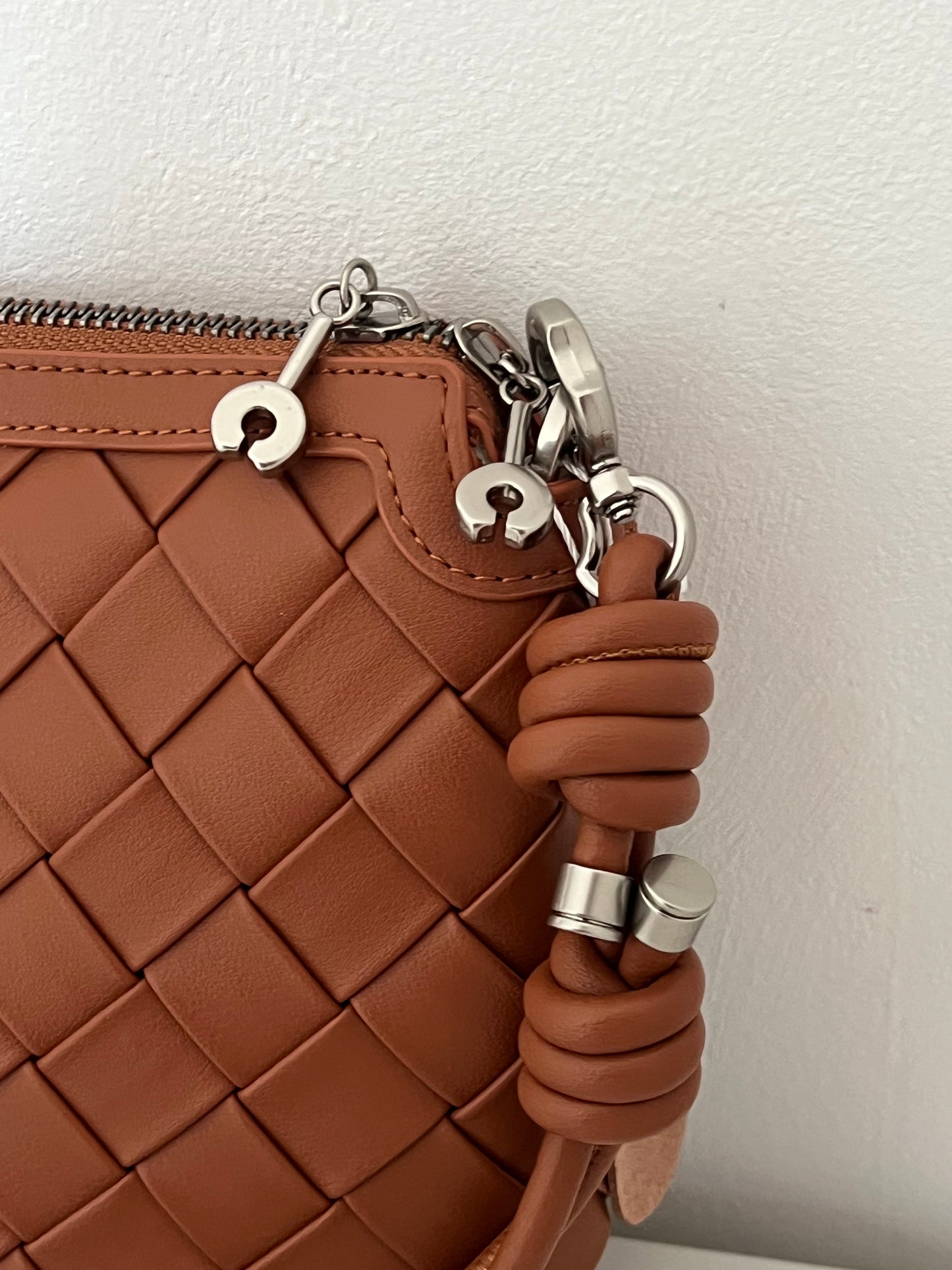 EVA Caramel Woven Leather Bag – Luxury Shoulder, Clutch & Crossbody