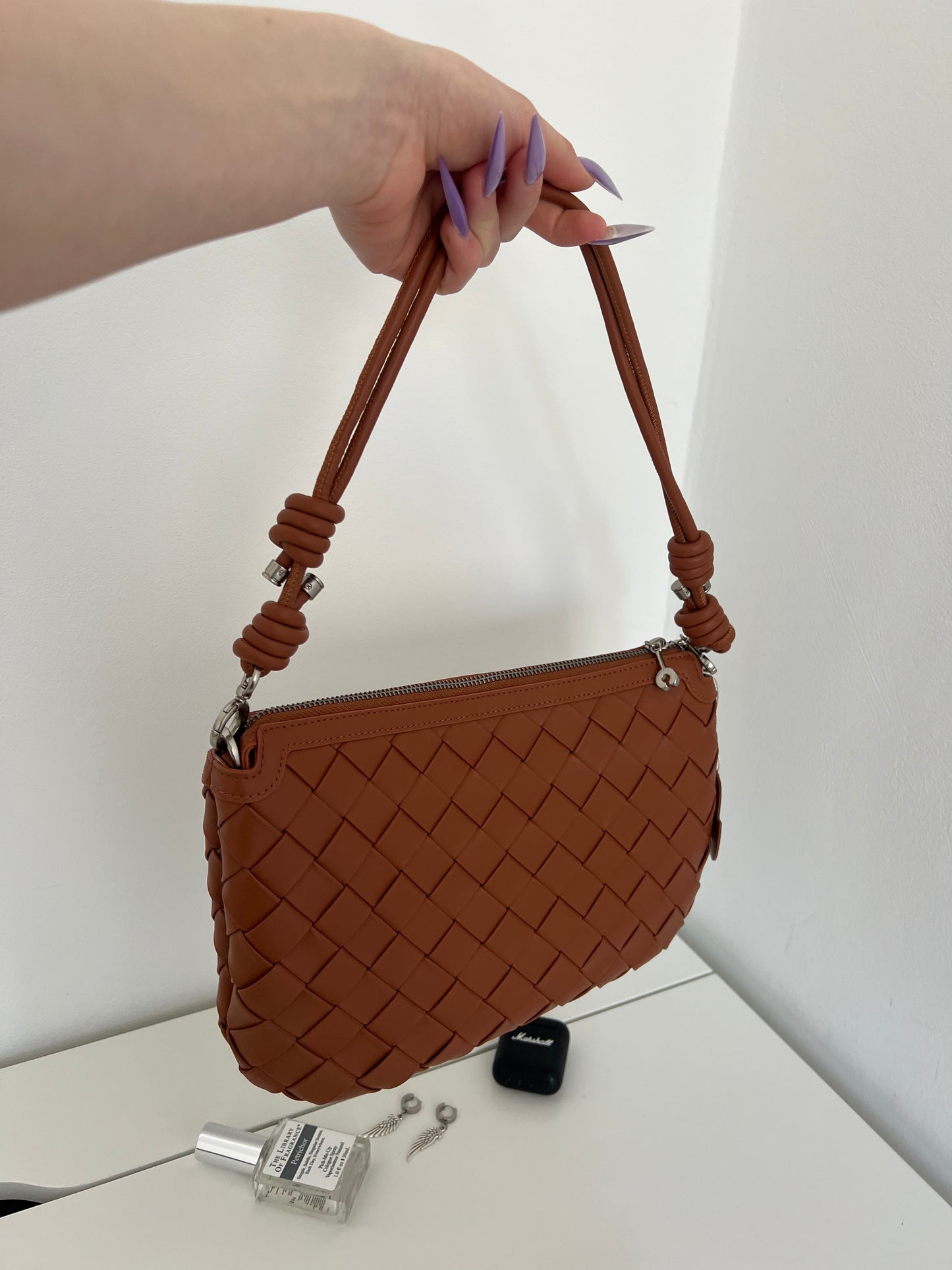 EVA Caramel Woven Leather Bag – Luxury Shoulder, Clutch & Crossbody