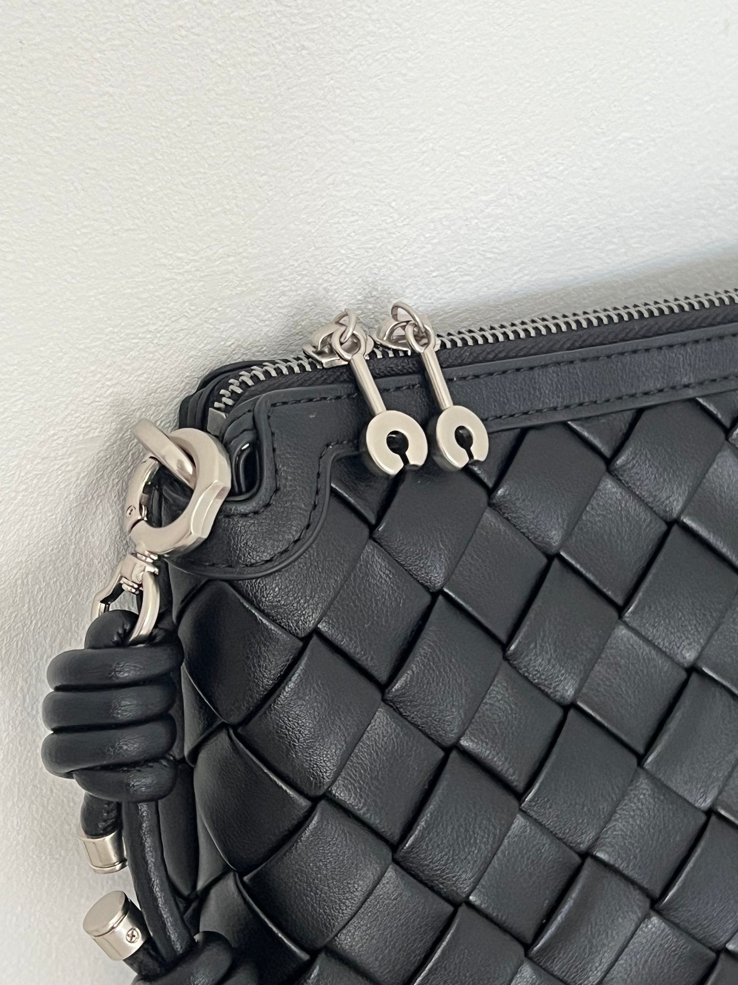 EVA Black Woven Leather Bag – Luxury Shoulder, Clutch & Crossbody