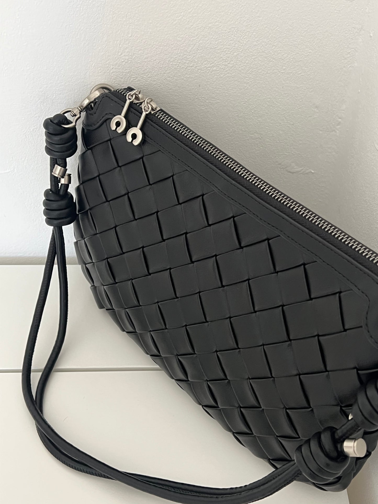 EVA Black Woven Leather Bag – Luxury Shoulder, Clutch & Crossbody