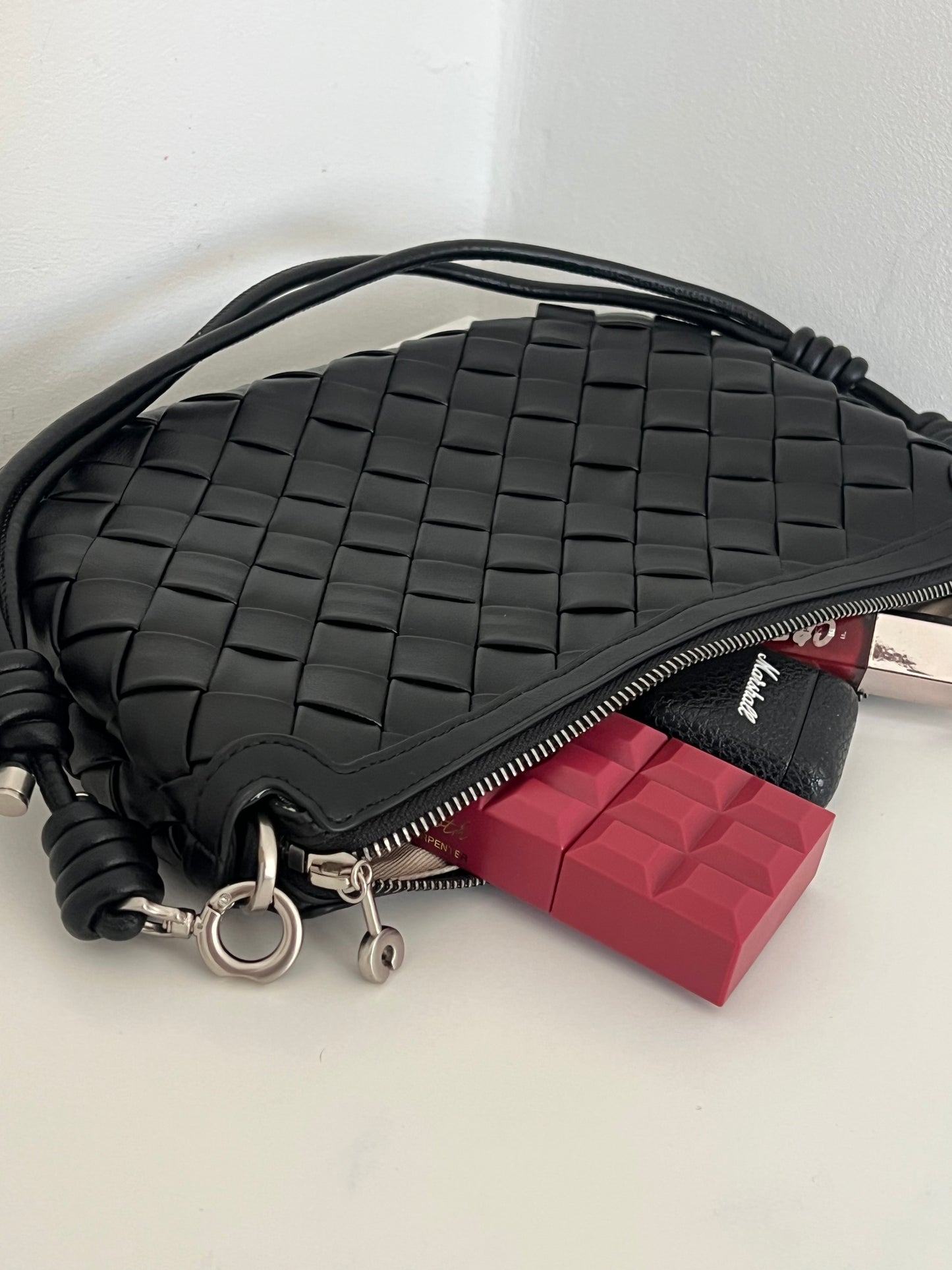 EVA Black Woven Leather Bag – Luxury Shoulder, Clutch & Crossbody