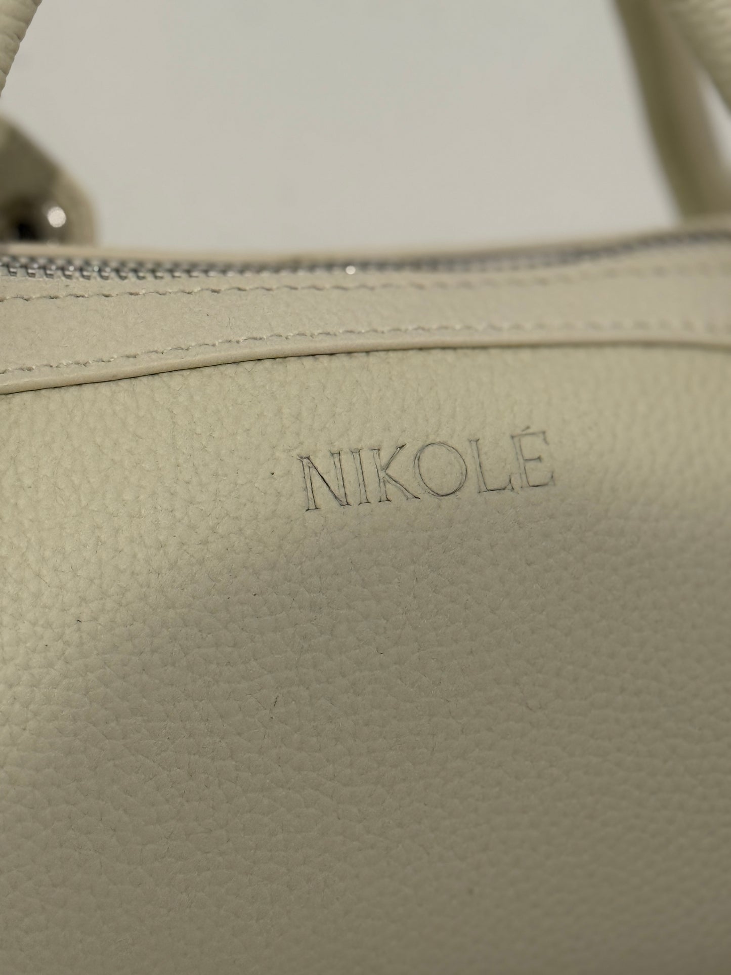 NIKOLÈ Leather Boston Bag – Milk Beige