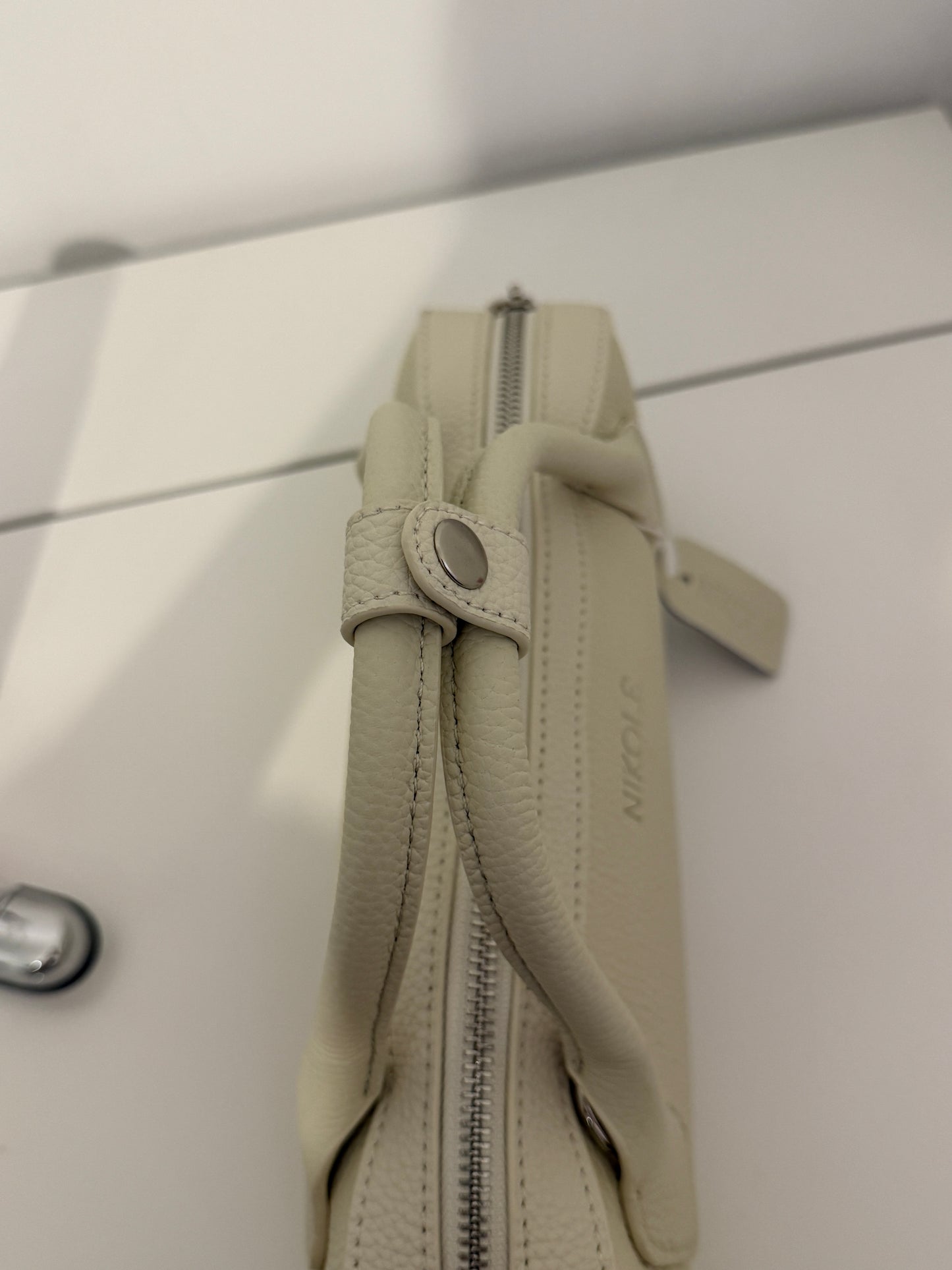 NIKOLÈ Leather Boston Bag – Milk Beige