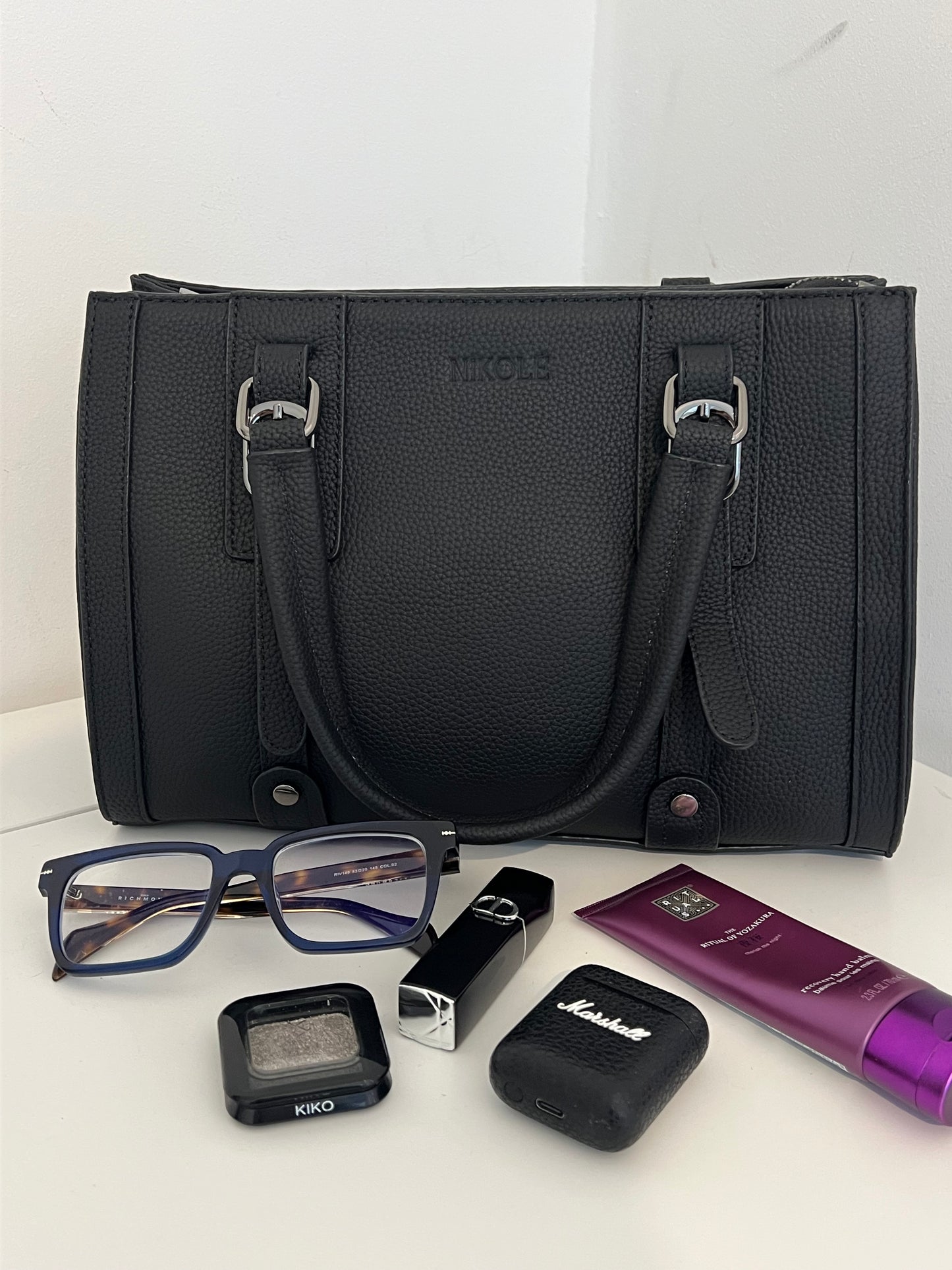 NIKOLÈ Black Tote – Stylish Genuine Leather Handbag for Everyday Elegance