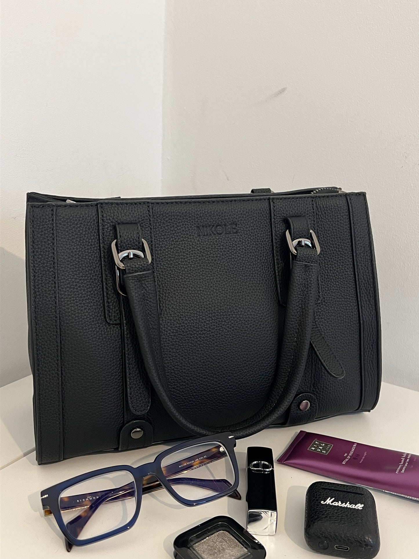 NIKOLÈ Black Tote – Stylish Genuine Leather Handbag for Everyday Elegance