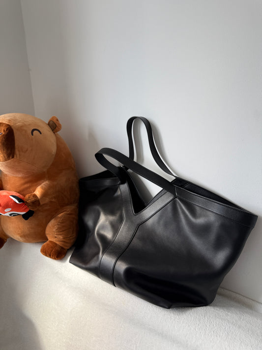 NIKOLÈ V-Luxe Tote – Large Genuine Leather Bag for 15” Laptop, Work & Everyday