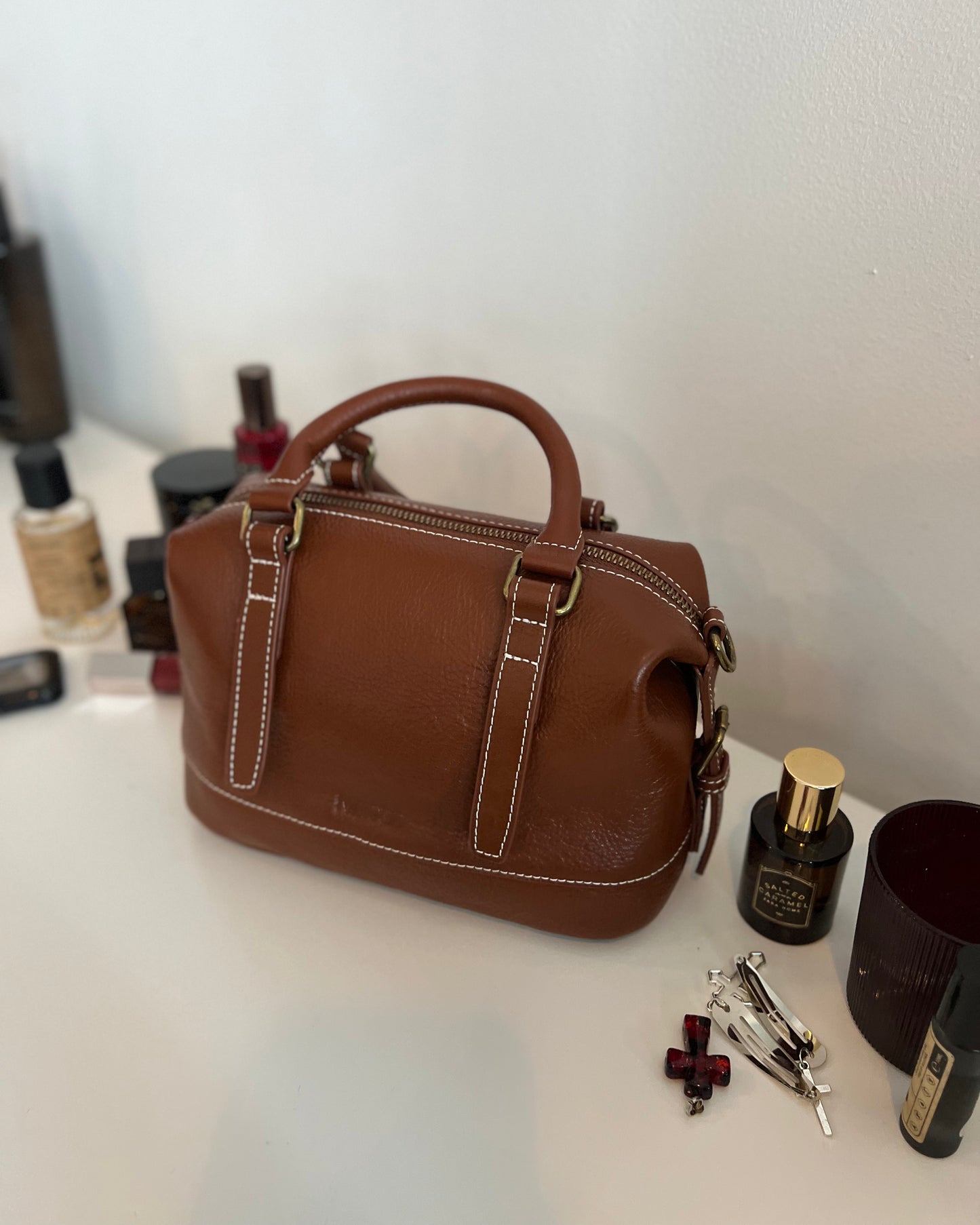 NIKOLÈ Caramel Tote – skórzana torebka damska, elegancka torba na co dzień