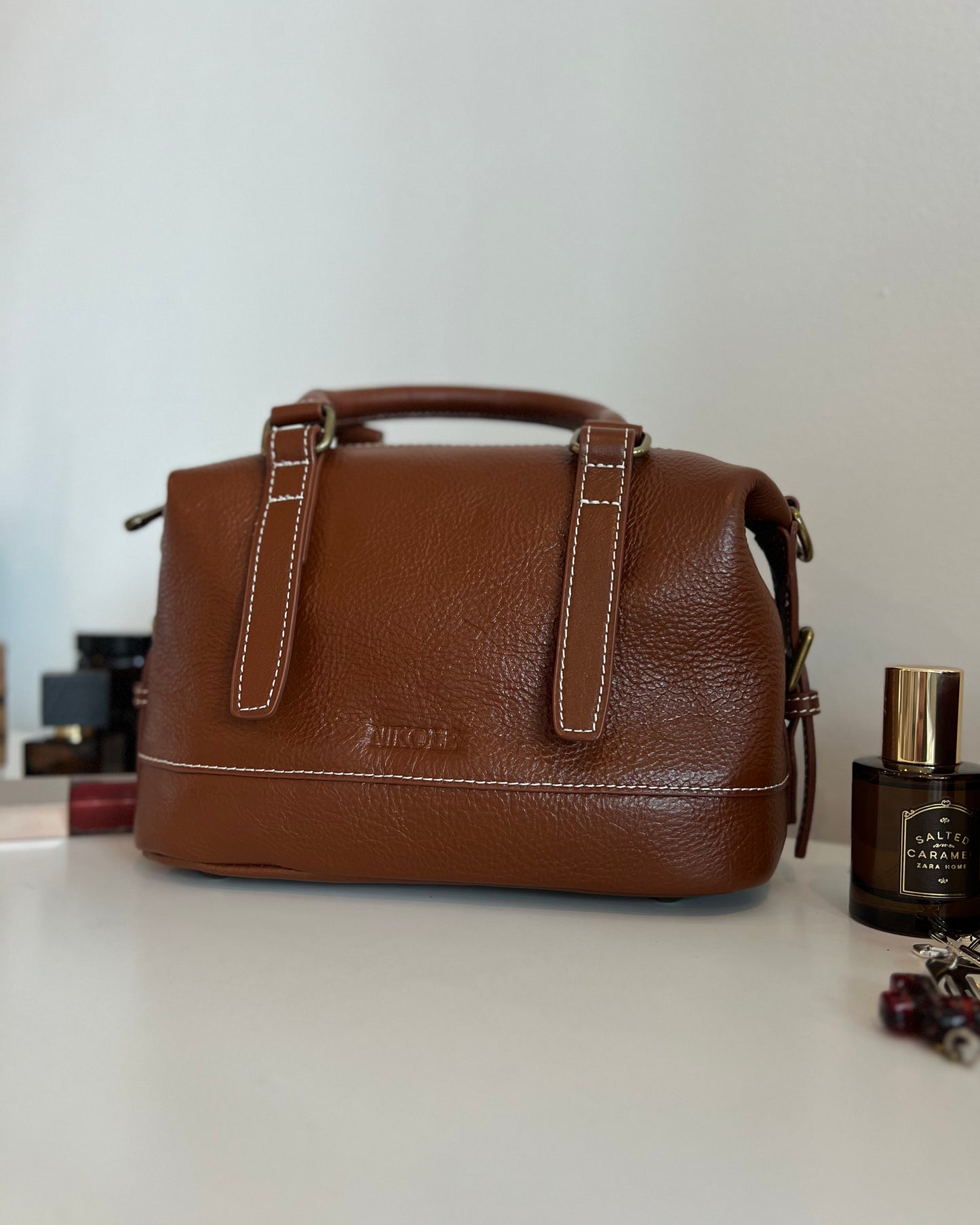 NIKOLÈ Caramel Tote – skórzana torebka damska, elegancka torba na co dzień