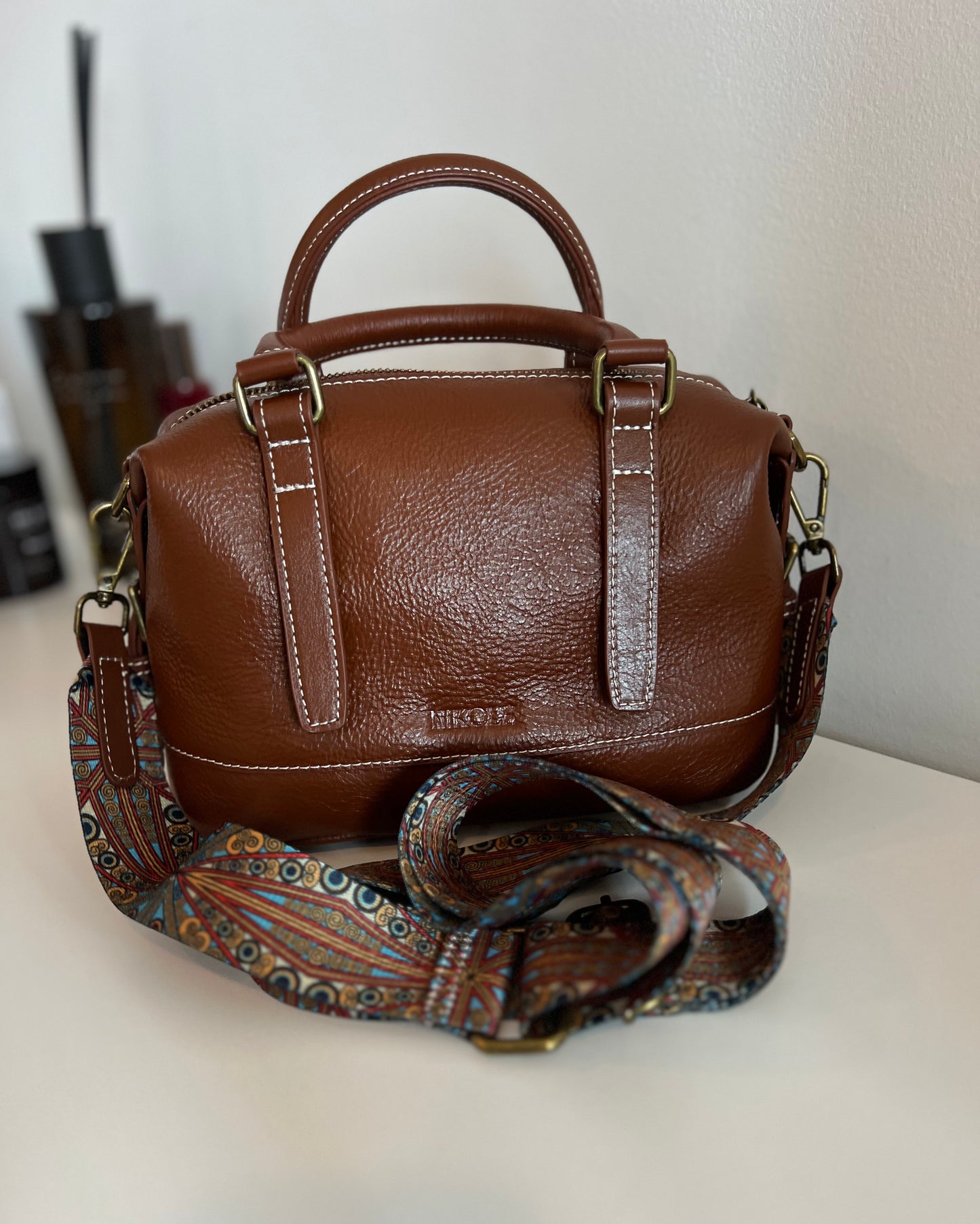 NIKOLÈ Caramel Tote – skórzana torebka damska, elegancka torba na co dzień