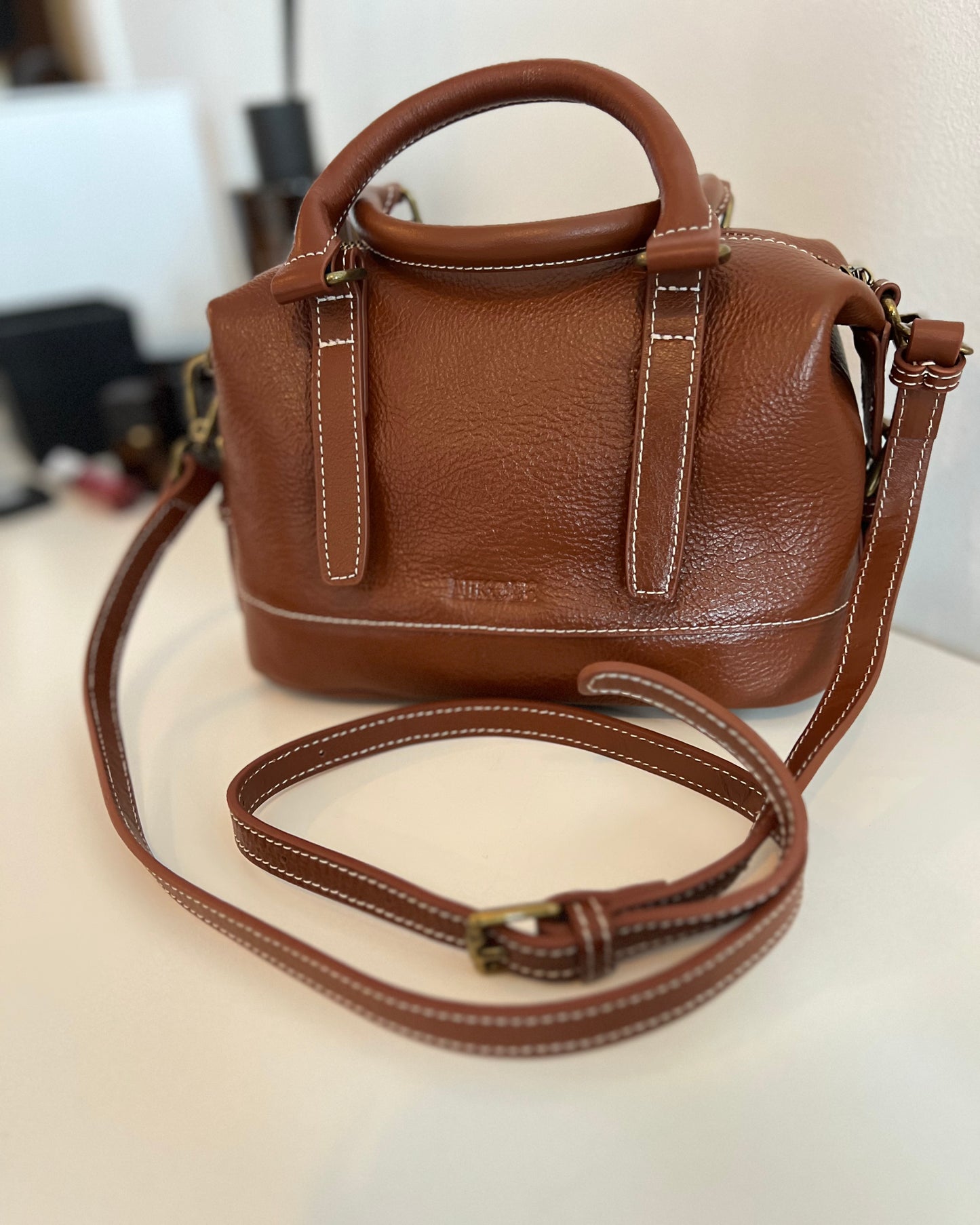 NIKOLÈ Caramel Tote – skórzana torebka damska, elegancka torba na co dzień